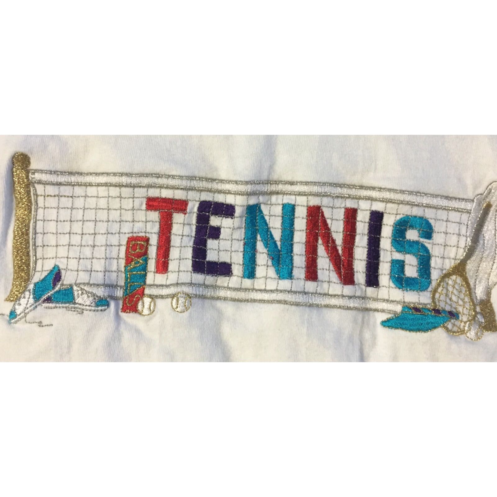 Vintage Vtg 90s Tennis Embroidered Shirt M L Single Stitch USA Sports Art Gym Grunge 80s Size M / US 6-8 / IT 42-44 - 2 Thumbnail