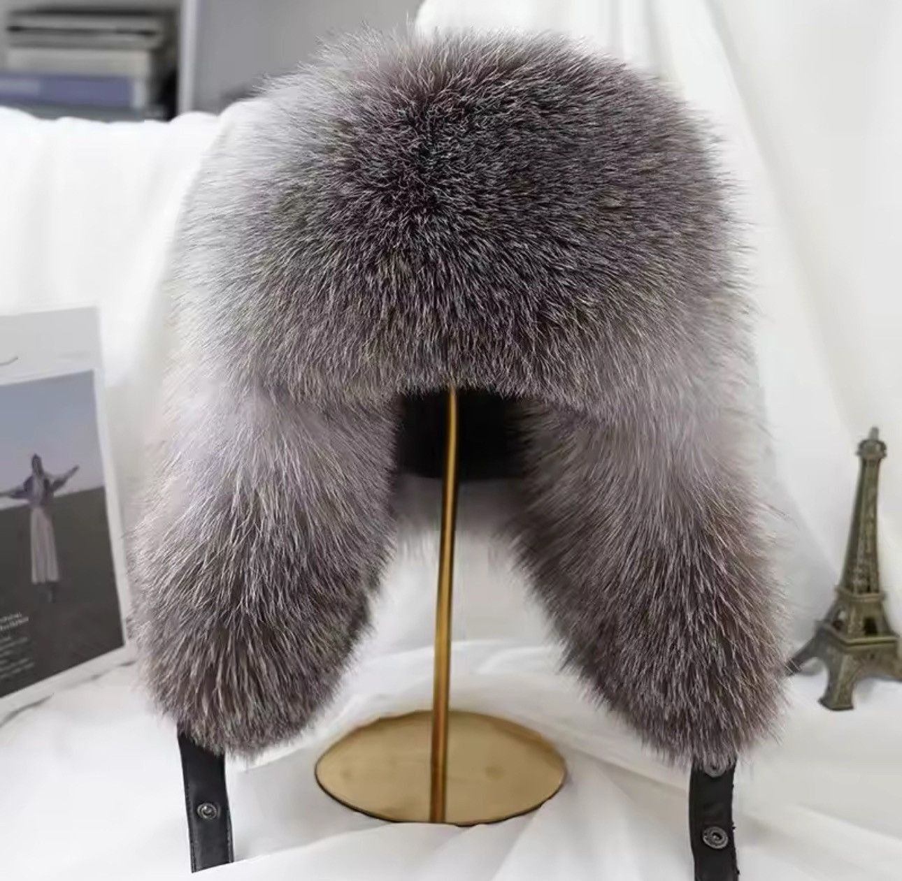 Real Fur Ushanka Winter Russian Natural Leather Hat