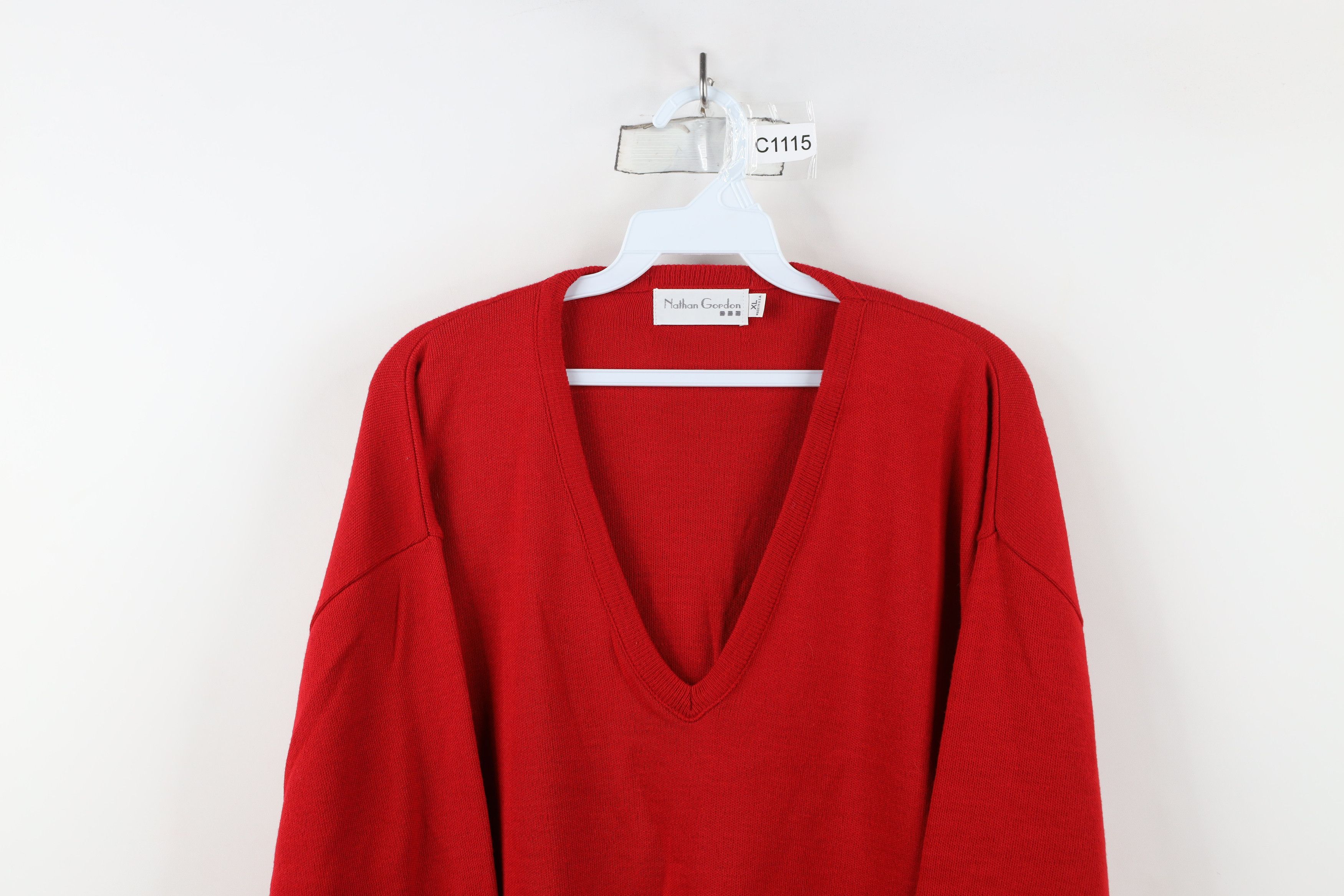 Vintage Vintage 90s Streetwear Soft Knit V-Neck Sweater Red USA Size US XL / EU 56 / 4 - 2 Thumbnail