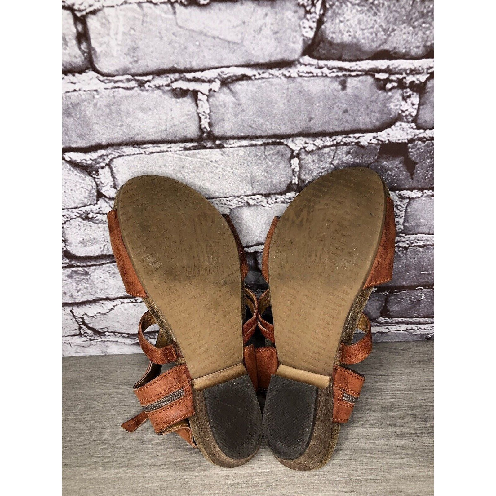 Other Miz Mooz Orange Leather Side Zipper Strap Heeled Sandals Wom Size US 10.5 / IT 40.5 - 10 Thumbnail
