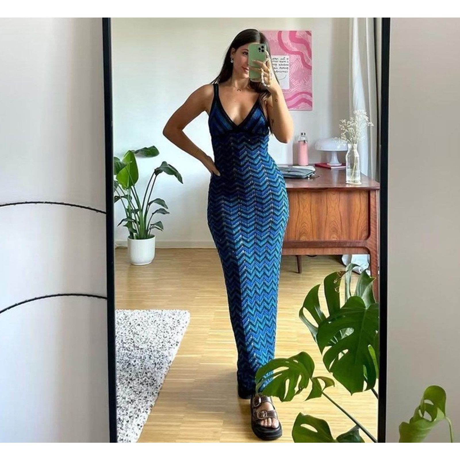 Mango RARE! MANGO BLOGGER FAVE! Fitted Metallic Maxi Dress NWT Size XL / US 12-14 / IT 48-50 - 21 Thumbnail