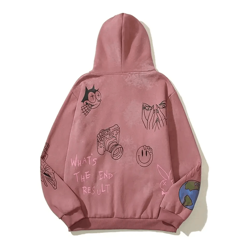 Japanese Brand × Vintage Hip Hop Graffiti Print Loose Casual L Hooded Sweatshirt Size US L / EU 52-54 / 3 - 2 Thumbnail