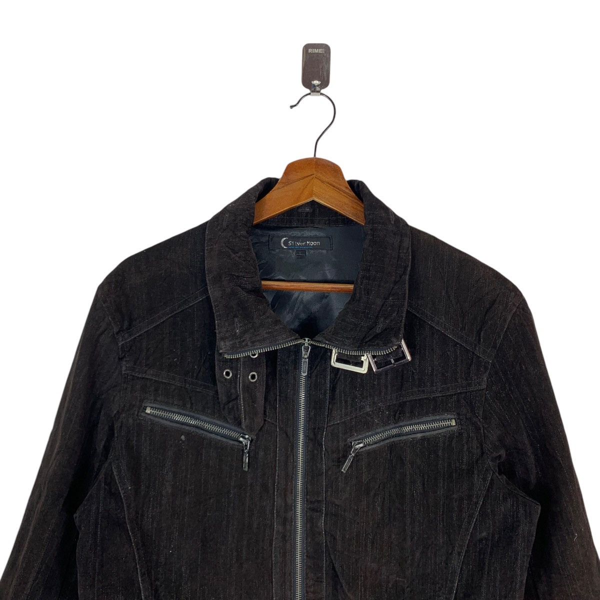 In The Attic VINTAGE SILVER MOON DISTRESSED DENIM BIKERS JACKET Size US L / EU 52-54 / 3 - 4 Thumbnail