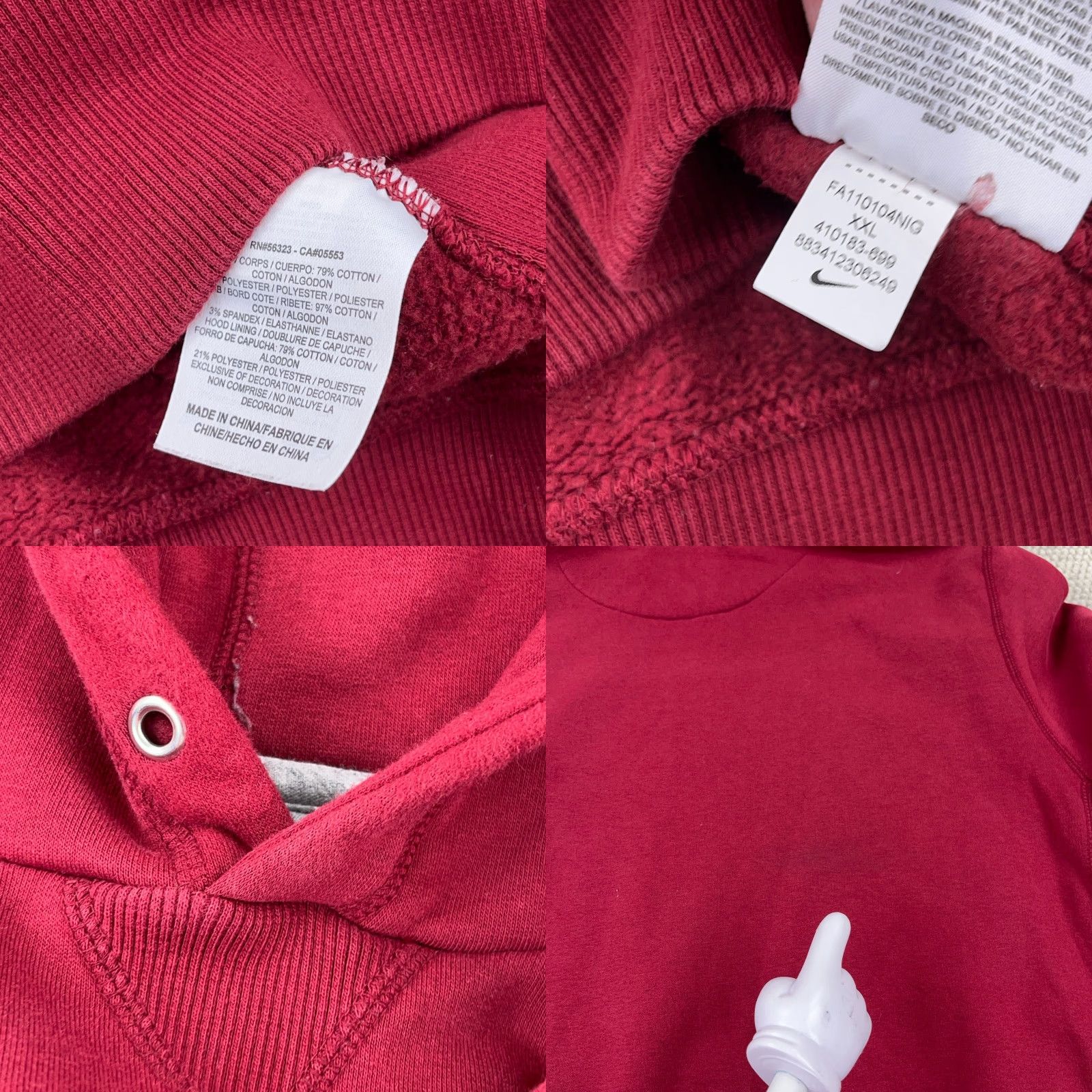 Nike VINTAGE Nike Hoodie Men 2XL Red Sweatshirt Pullover Hooded Knit 90s Grunge Logo Sportswear Size US XXL / EU 58 / 5 - 8 Thumbnail