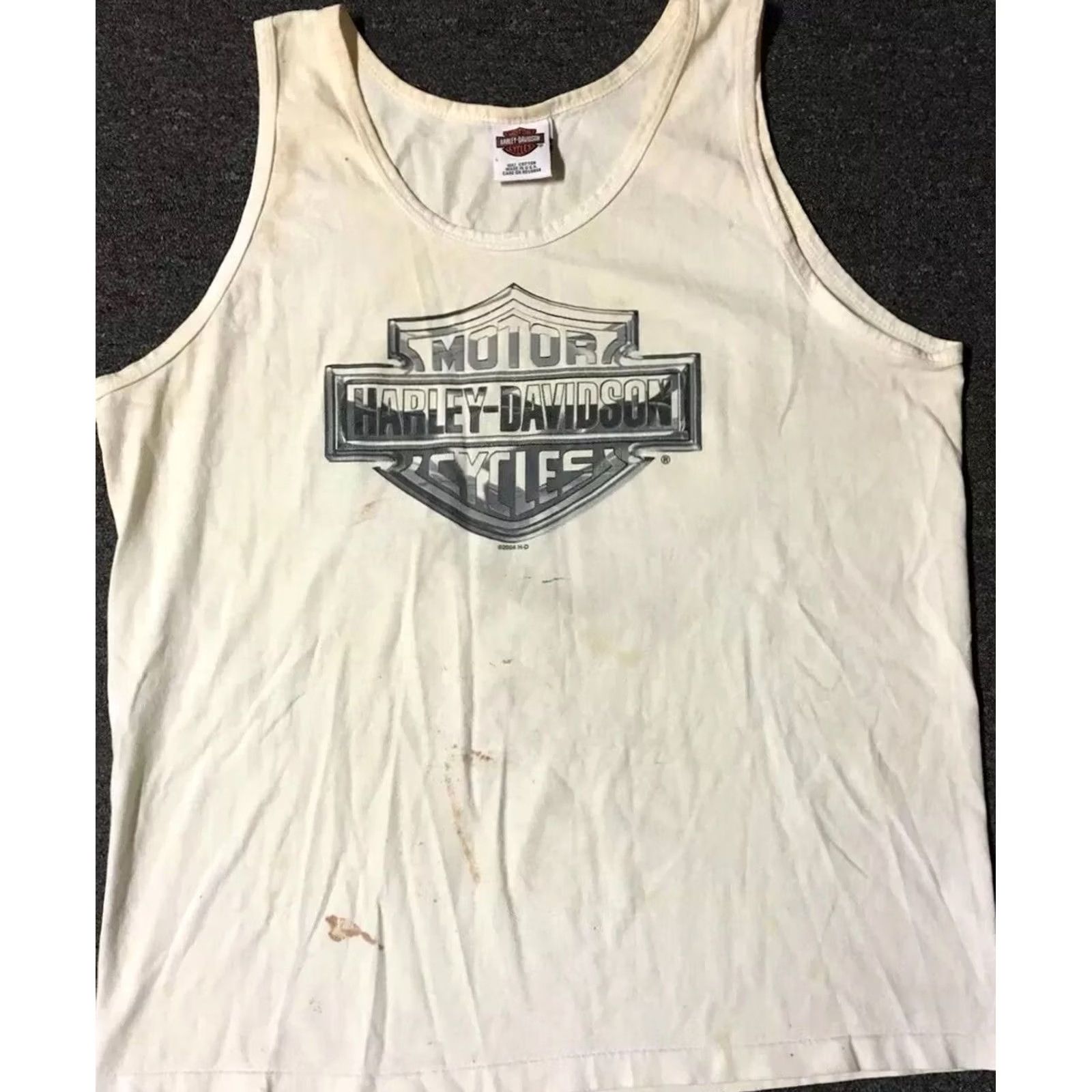 Harley Davidson VINTAGE Harley-Davidson Tank Top Shirt Large White 90s Grunge USA Mens Shirt Tan? Size US L / EU 52-54 / 3 - 2 Thumbnail
