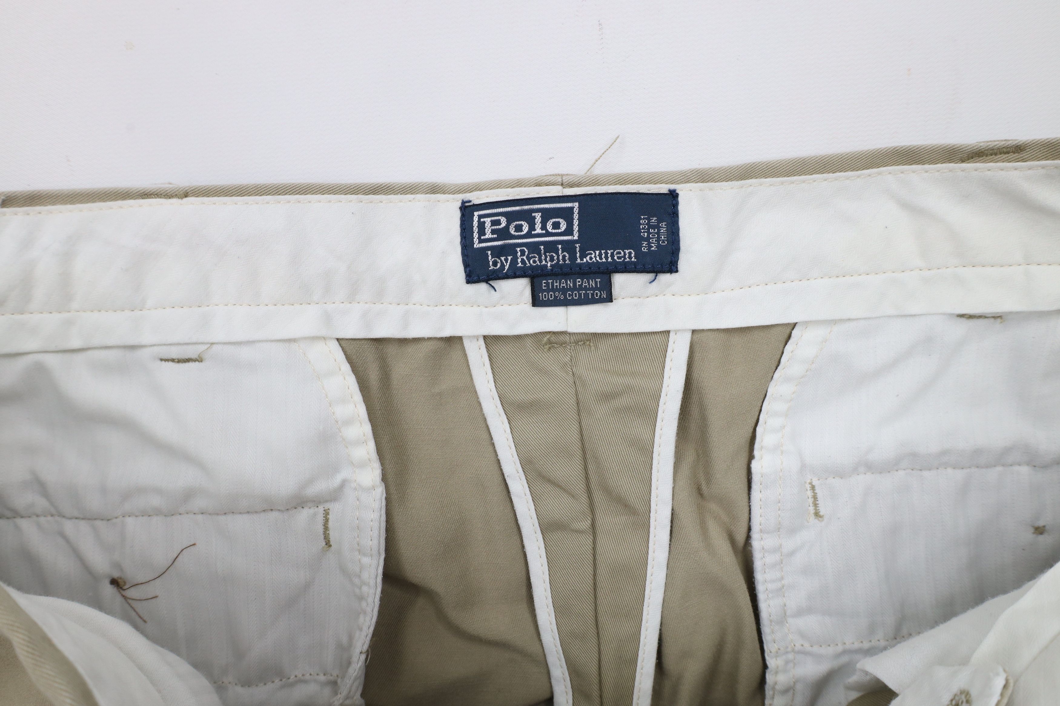 Ralph Lauren × Vintage Vintage 90s Ralph Lauren Pleated Wide Leg Chino Pants Beige Size US 38 / EU 54 - 9 Thumbnail