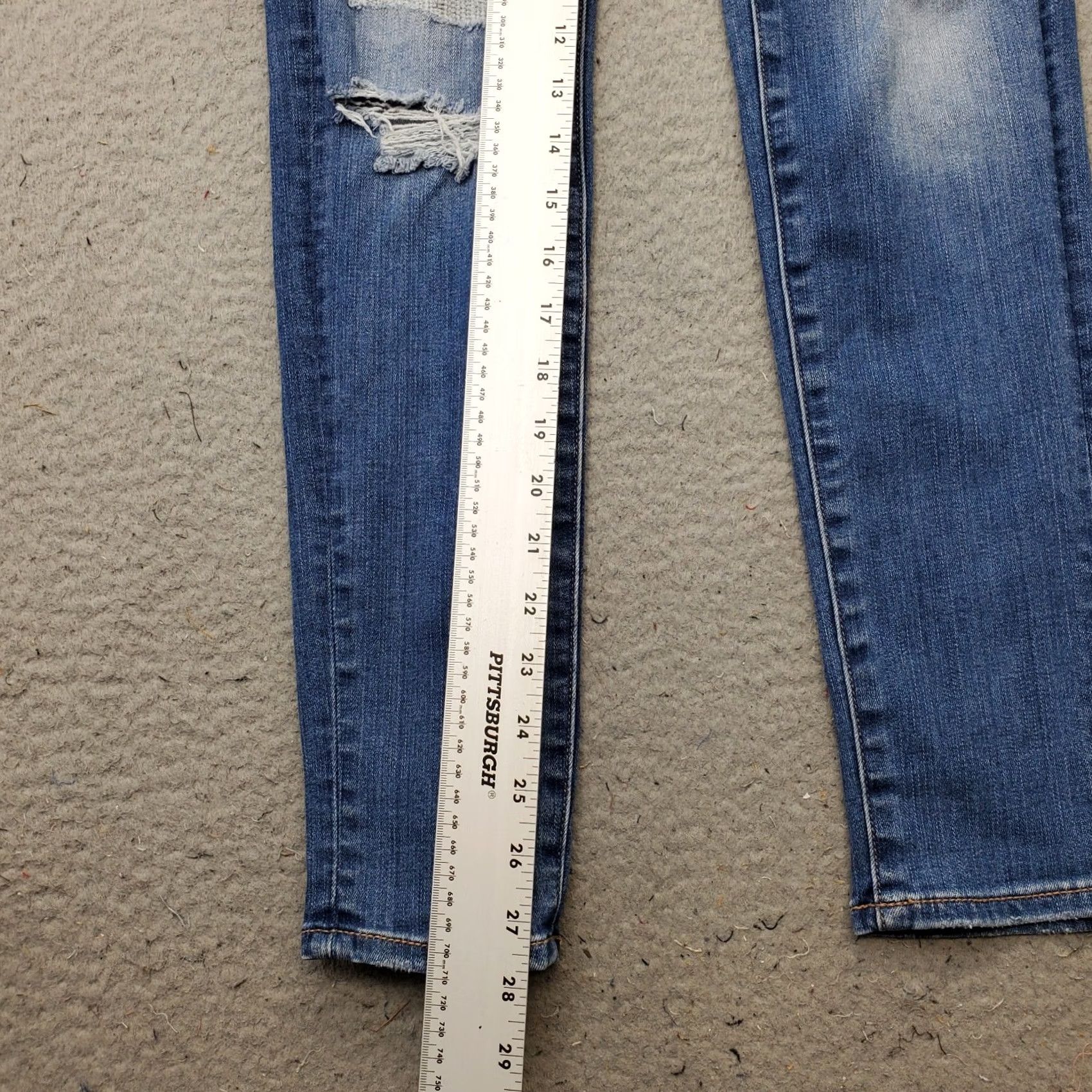 American Eagle Outfitters American Eagle Jeans Womens 0 Blue Distressed Super Hi-Rise Skinny Crop Jegging Size 25" / US 0 / IT 36 - 4 Thumbnail