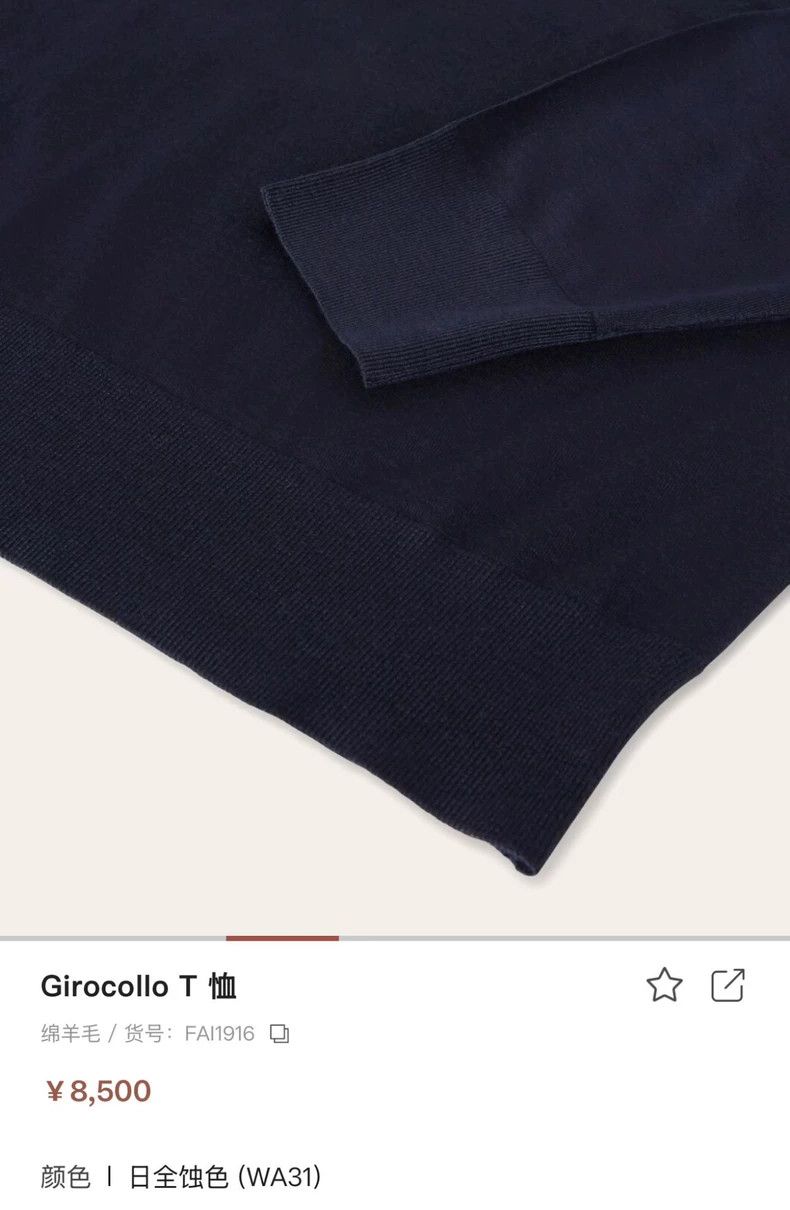 Loro Piana LORO PIANA Blue 100% fine spun cotton wool fabric round ne Size US M / EU 48-50 / 2 - 8 Thumbnail