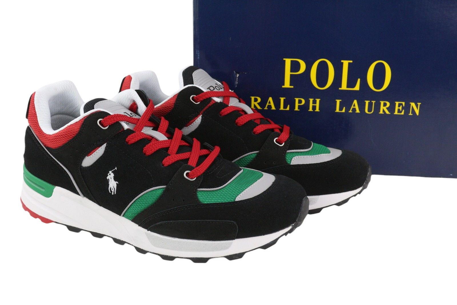Polo Ralph Lauren Trackstr 200-Sk-Ltl Eu44 Leather Trainers 84638 Shoes in Black, Men's (Size 11)