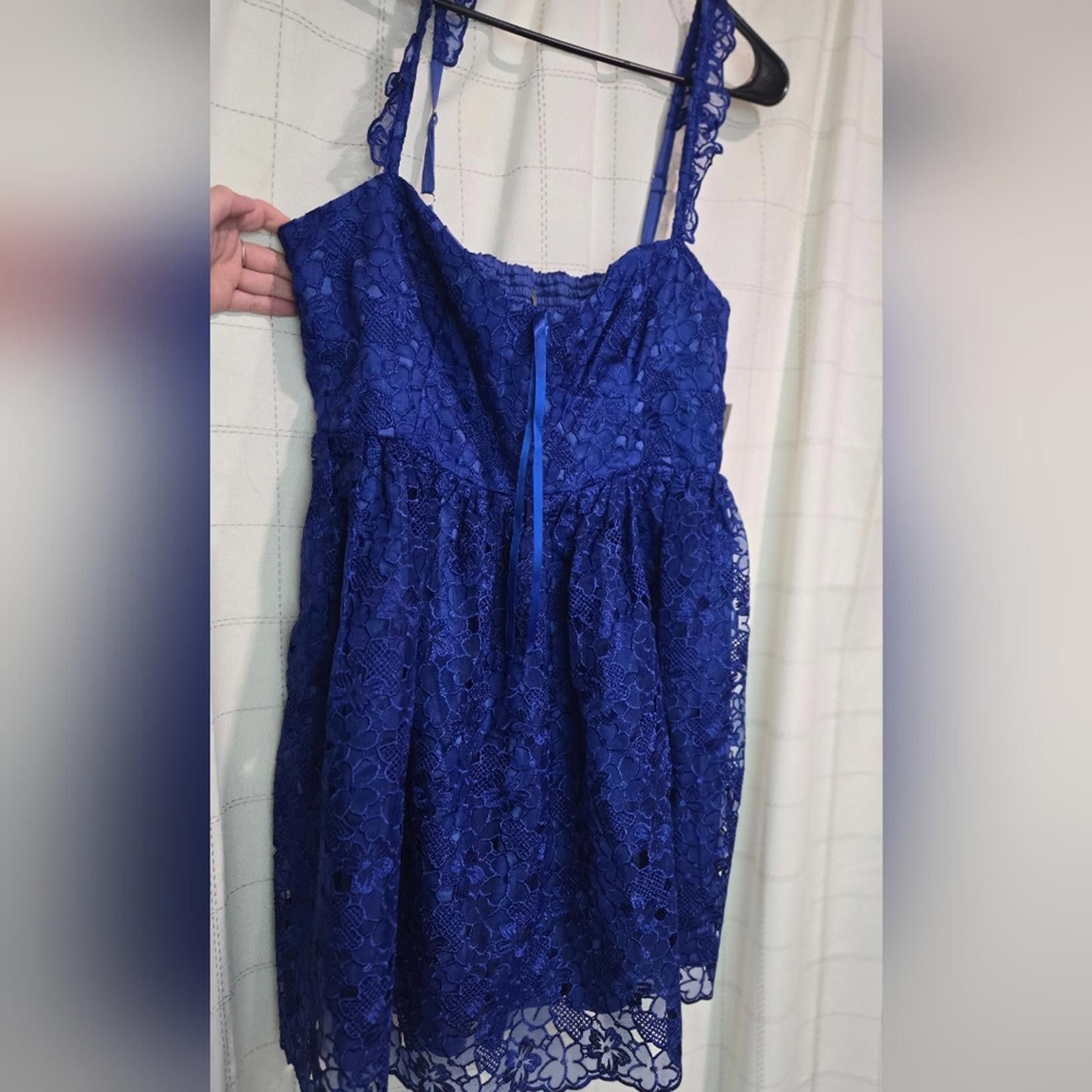 Other By Anthropologie Ruffle-Strap Corset Lace Mini Dress Size L / US 10 / IT 46 - 3 Thumbnail