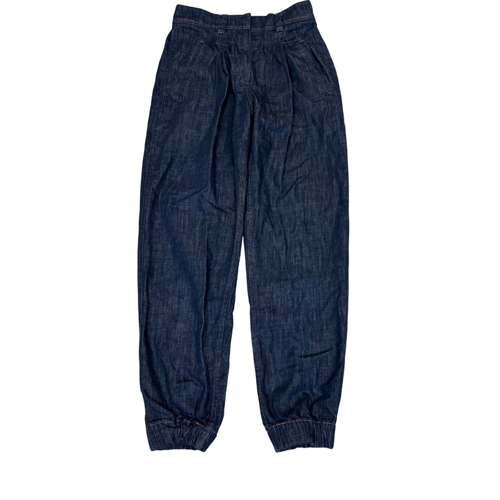 Brunello Cucinelli Brunello Cucinelli HR Pleated Dark Denim Trousers Pants 2 Size 26" / US 2 / IT 38 - 1 Thumbnail