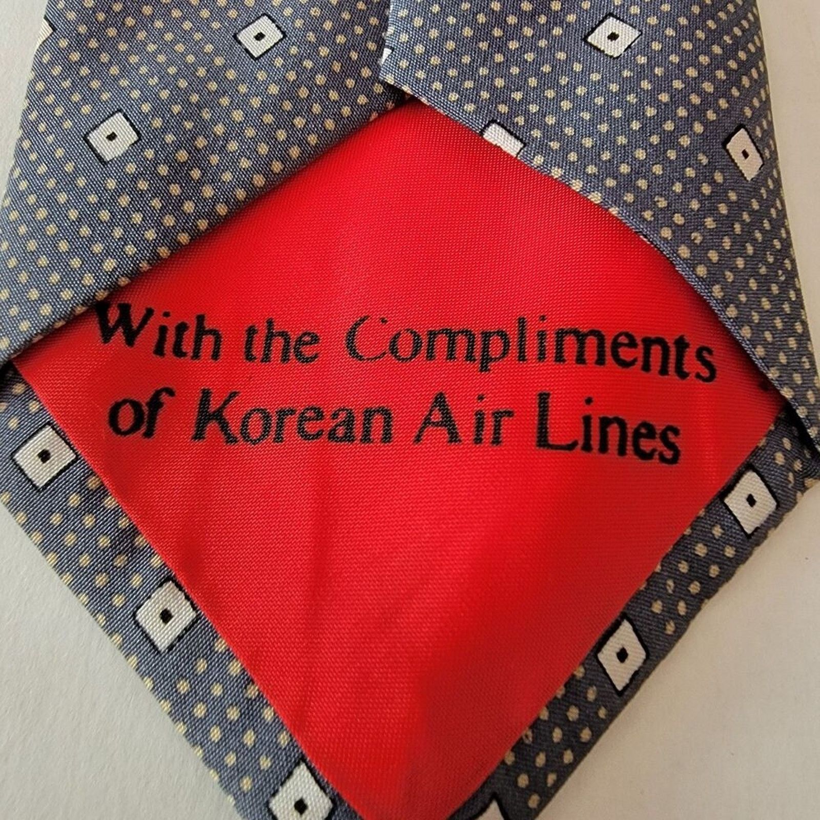 Other Korean Airlines Tie Grey-ish Blue w/ White Diamon Shapes Size ONE SIZE - 4 Thumbnail