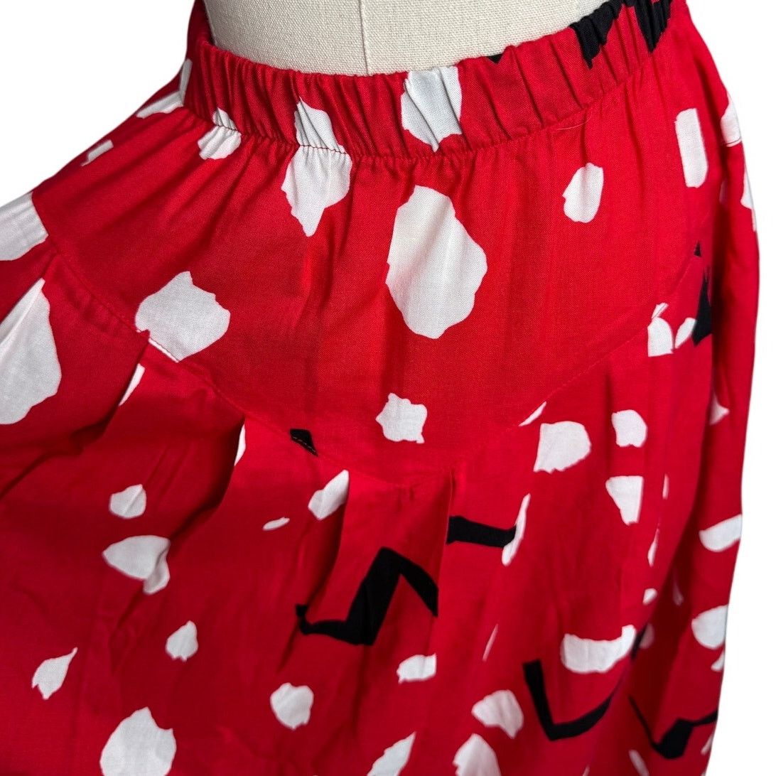 Vintage Vintage 80s abstract polkadot skirt red white black sz XS/S Size 24" / US 00 / IT 34 - 3 Thumbnail