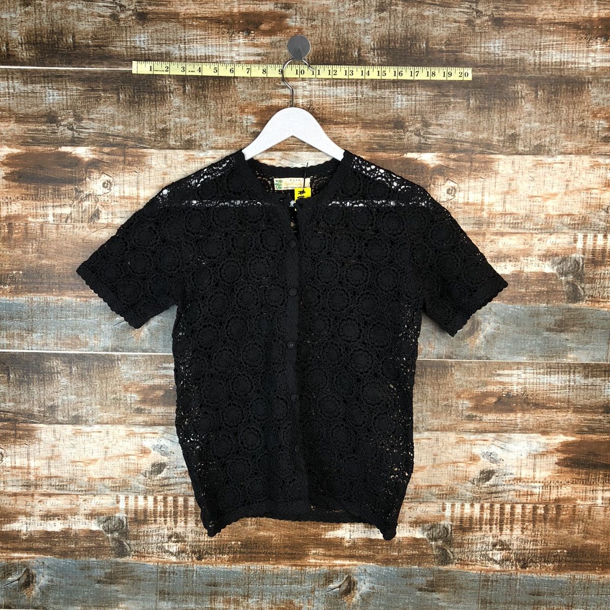 Hand Crocheted meshnet vintage Black Knitwear #A1638