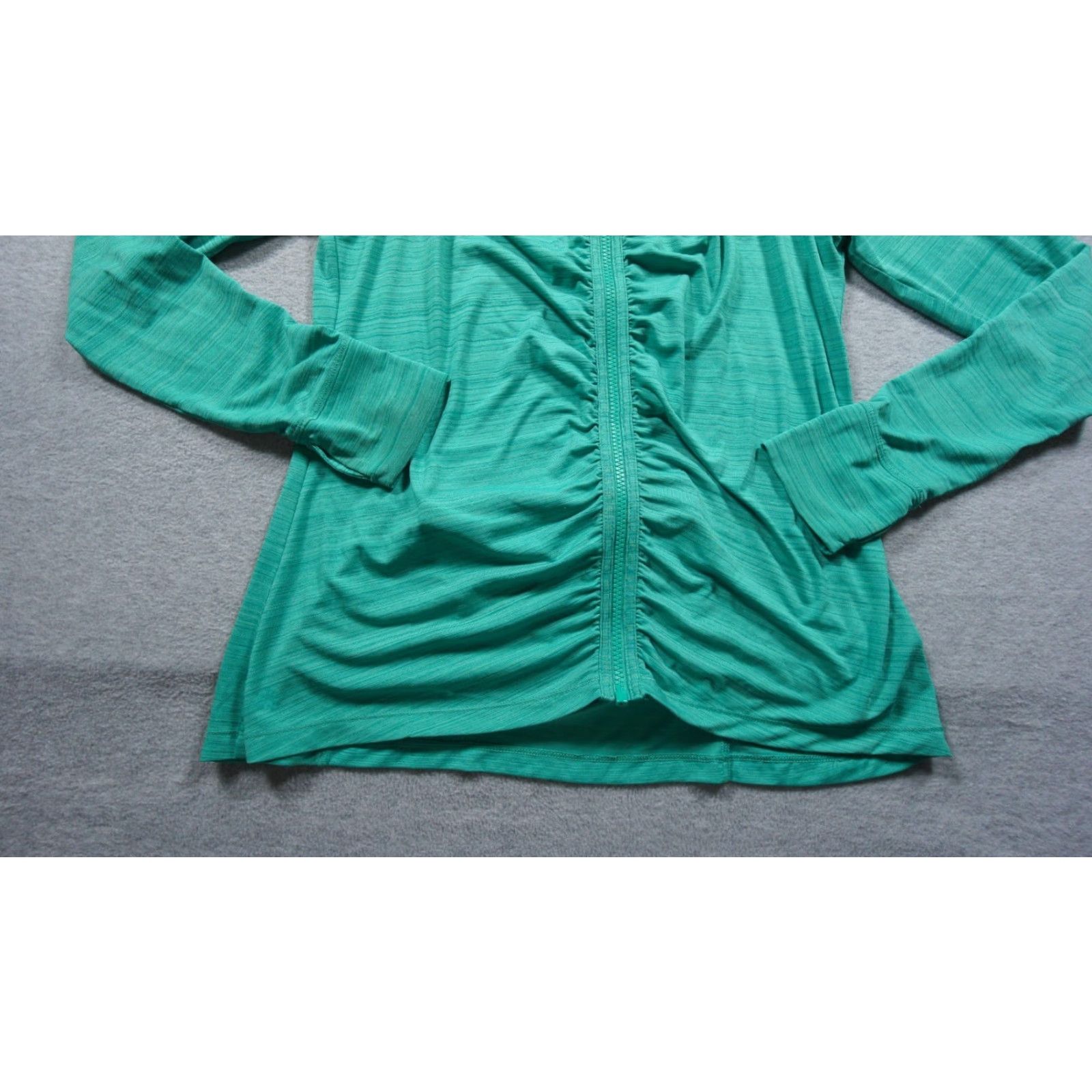Athleta Athleta Hoodie Womens Large Petite Green Full Zip Activewear Hooded Pockets Stretch Solid LP Size L / US 10 / IT 46 - 3 Thumbnail