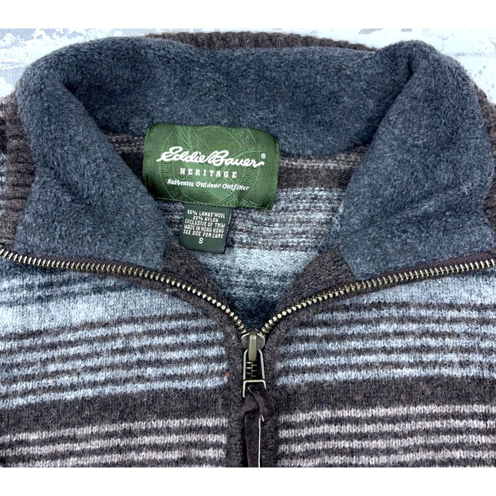 Eddie Bauer Eddie Bauer Sweater Men S Brown Pullover Wool Knit Mock Neck Elbow Patch Classic Striped Regular Fit Vintage: No Size US S / EU 44-46 / 1 - 3 Thumbnail