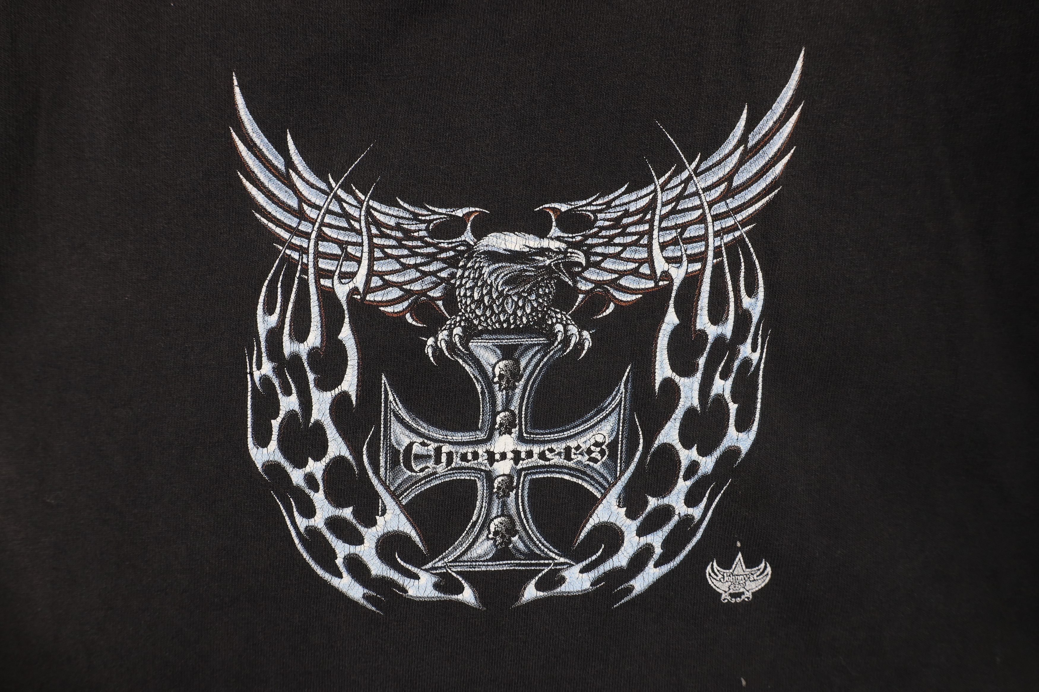 Vintage Vintage 90s Y2K Streetwear Cross Tribal Fire Flames T-Shirt Size US XL / EU 56 / 4 - 4 Thumbnail