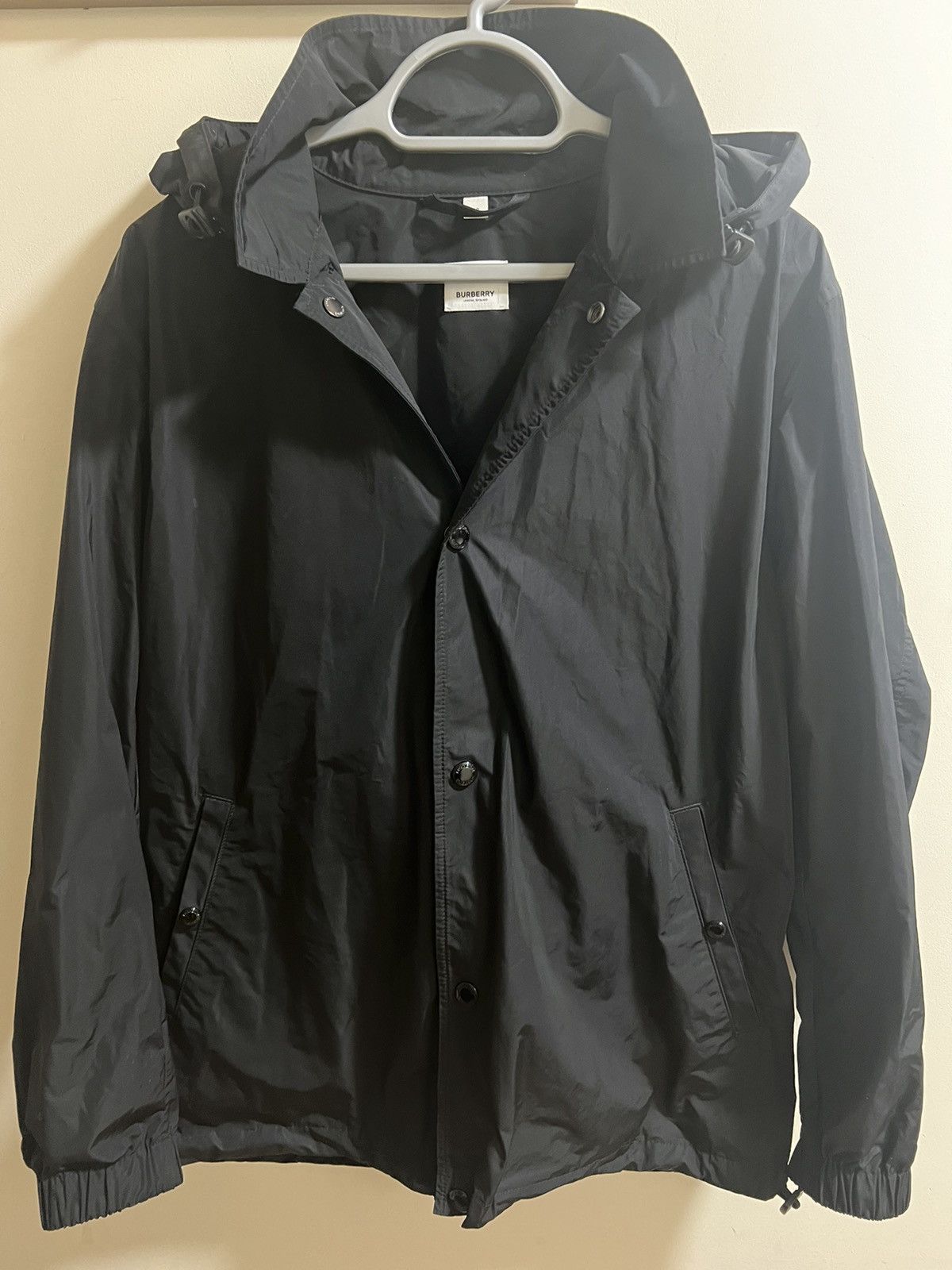 image of Burberry Logo Windbreaker in Black, Men's (Size Small)