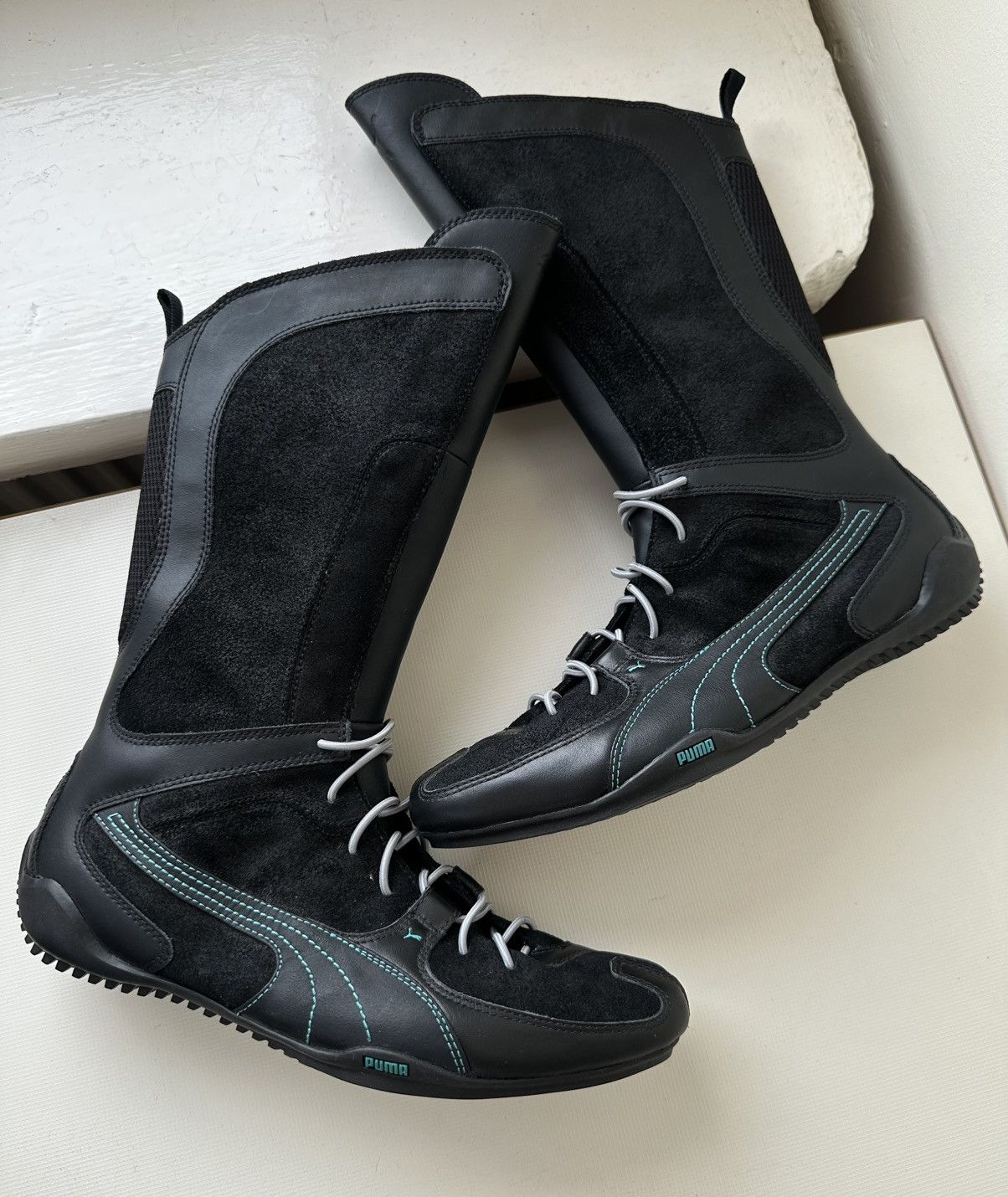 Puma Puma London Trail mid black leather biker boots side zip Size US 8.5 / IT 38.5 - 2 Thumbnail