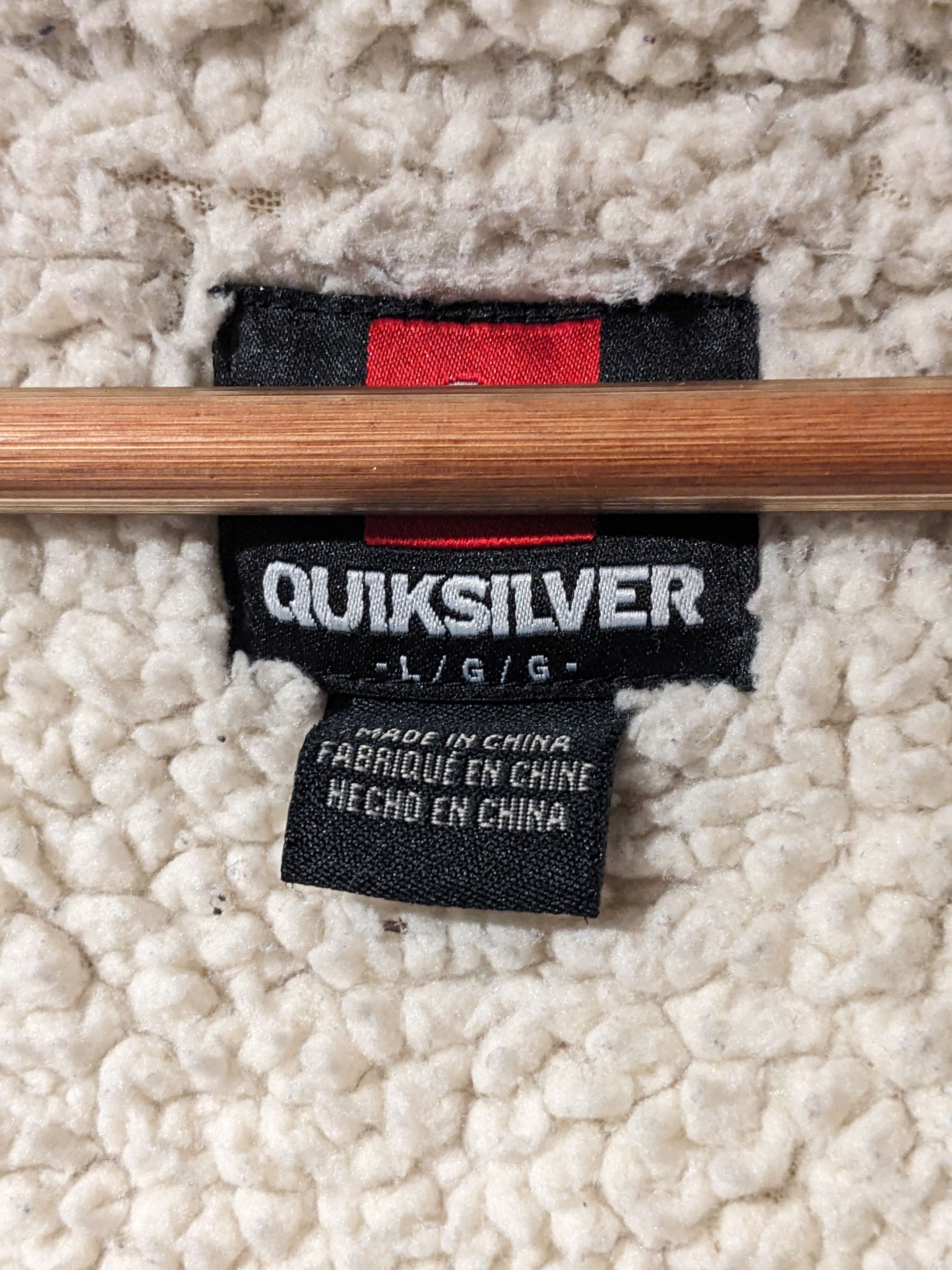 Quiksilver × Vintage Vintage Y2K Quiksilver Gray Sherpa Lined Full Zip Hoodie Size US L / EU 52-54 / 3 - 3 Thumbnail