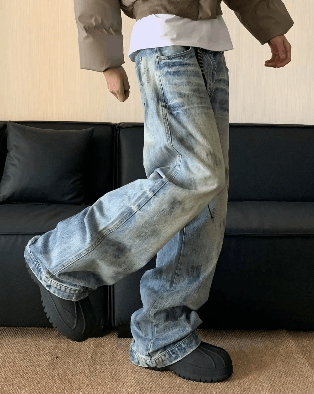 Japanese Brand × Vintage High street retro vintage washed dirty jeans pants Size US 31 - 3 Thumbnail