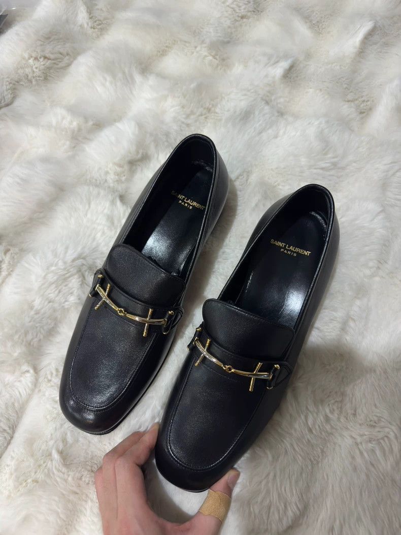 Saint Laurent Paris Saint Laurent Paris Black Gold Loafers shoes Size US 9.5 / EU 42-43 - 7 Thumbnail