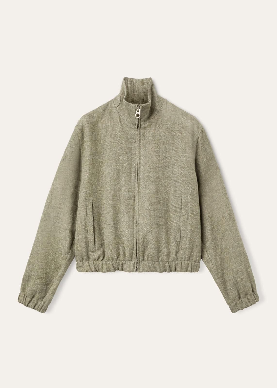 o1srvl11e0825 FAO6132 Bomber Linen Jacket in Green