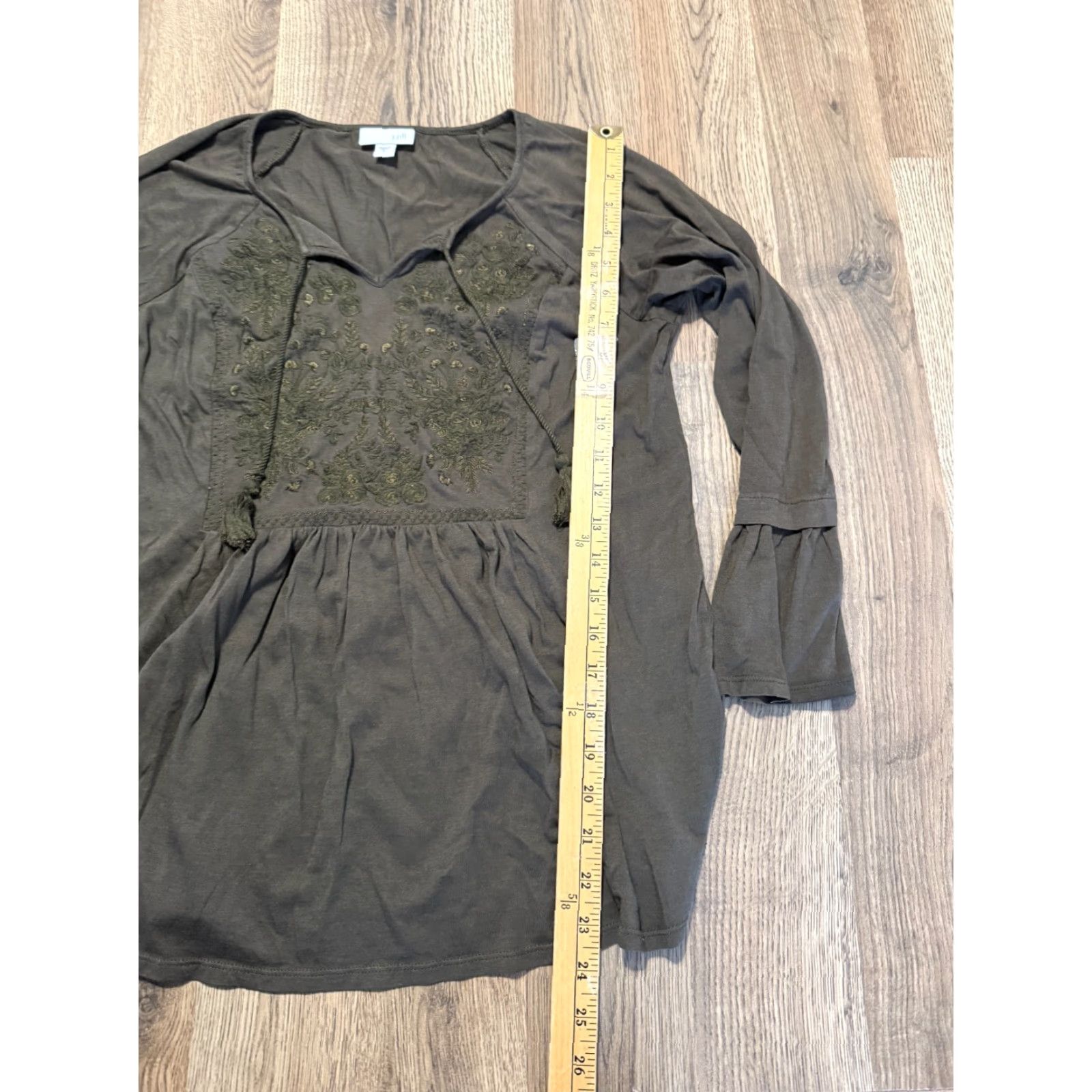 J. Jill J. Jill Blouse Womens Size S Green Long Sleeve V-neck Floral Shirt Size S / US 4 / IT 40 - 7 Thumbnail