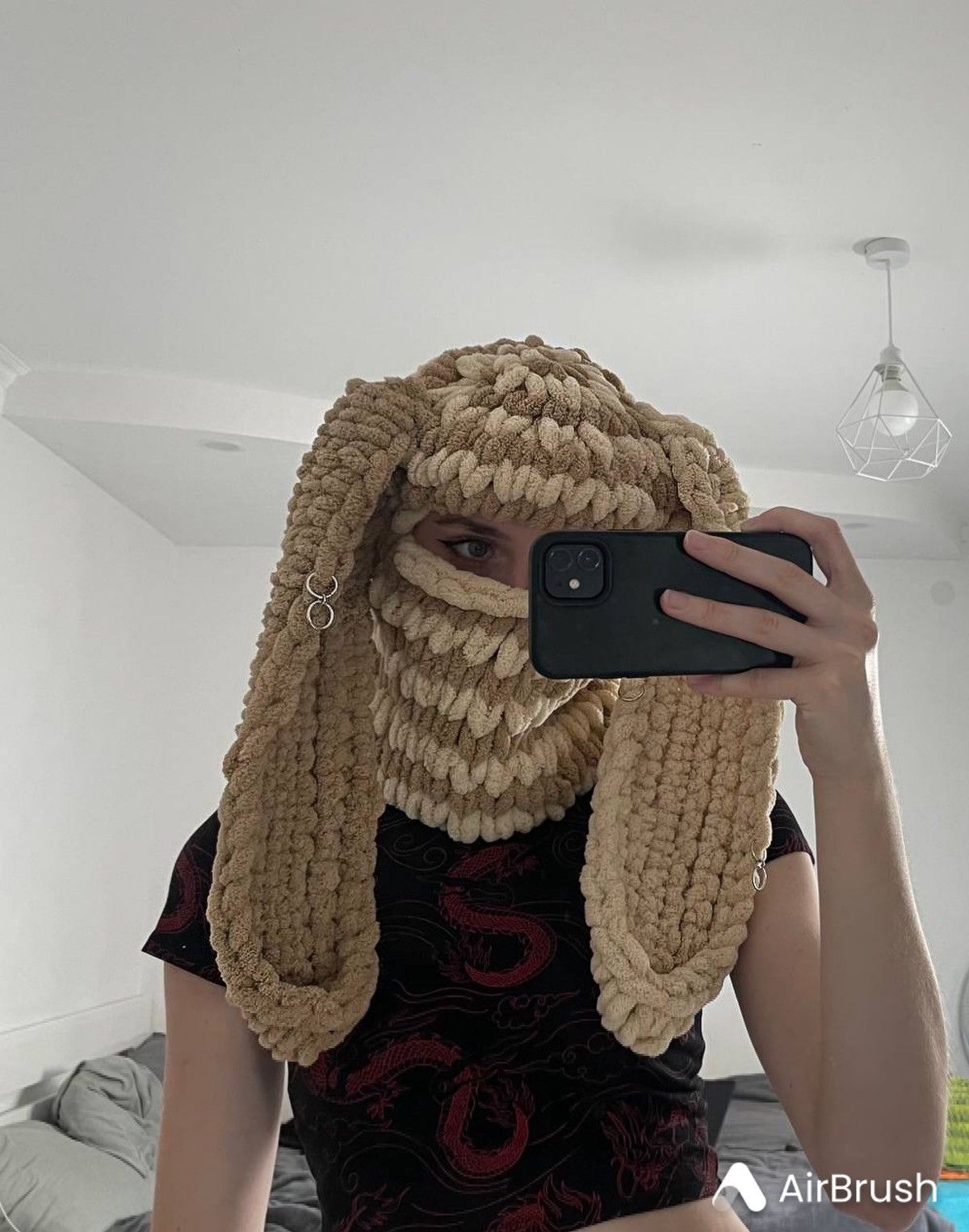 Handmade × Japanese Brand Handmade knitted balaclava/ ski mask bunny style Size ONE SIZE - 3 Thumbnail