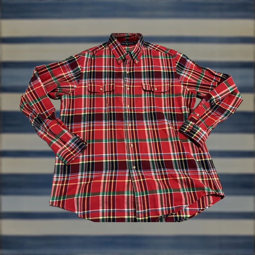 Polo Ralph Lauren Polo Ralph Lauren Long Sleeve Button-Up Shirt Plaid Red Mens Large Size US L / EU 52-54 / 3 - 1 Thumbnail