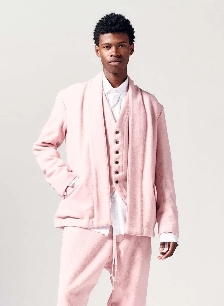 Greg Lauren Sz2 Pink Wool GL 1 Kimono Throwover Jacket Size US M / EU 48-50 / 2 - 2 Thumbnail