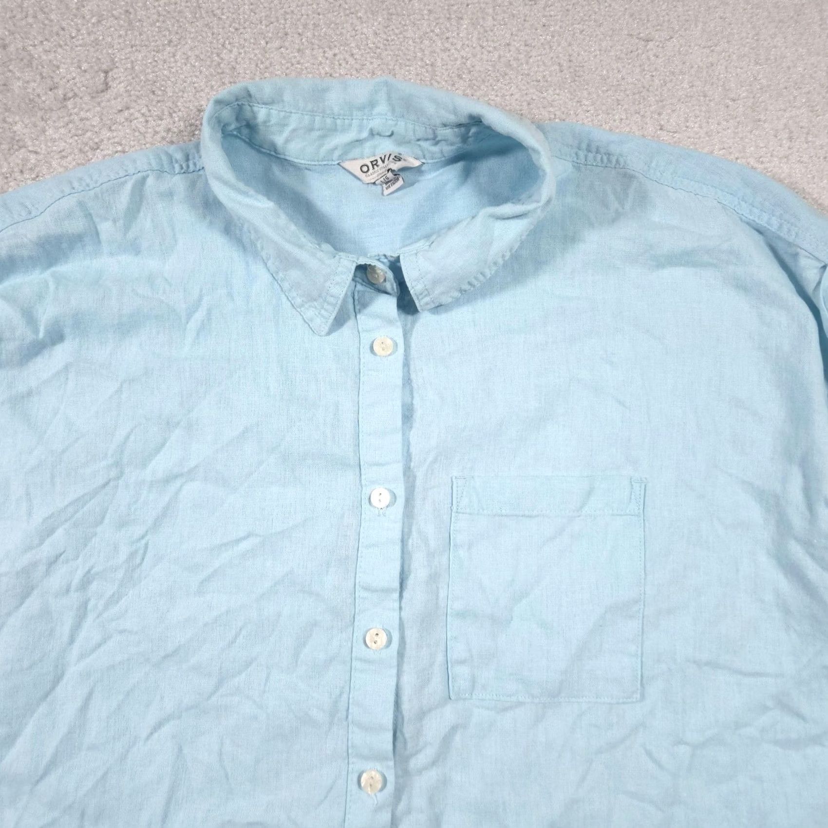 Orvis Orvis Shirt Womens Large Blue Linen Blend Sleeveless Button Lightweight Size L / US 10 / IT 46 - 4 Thumbnail