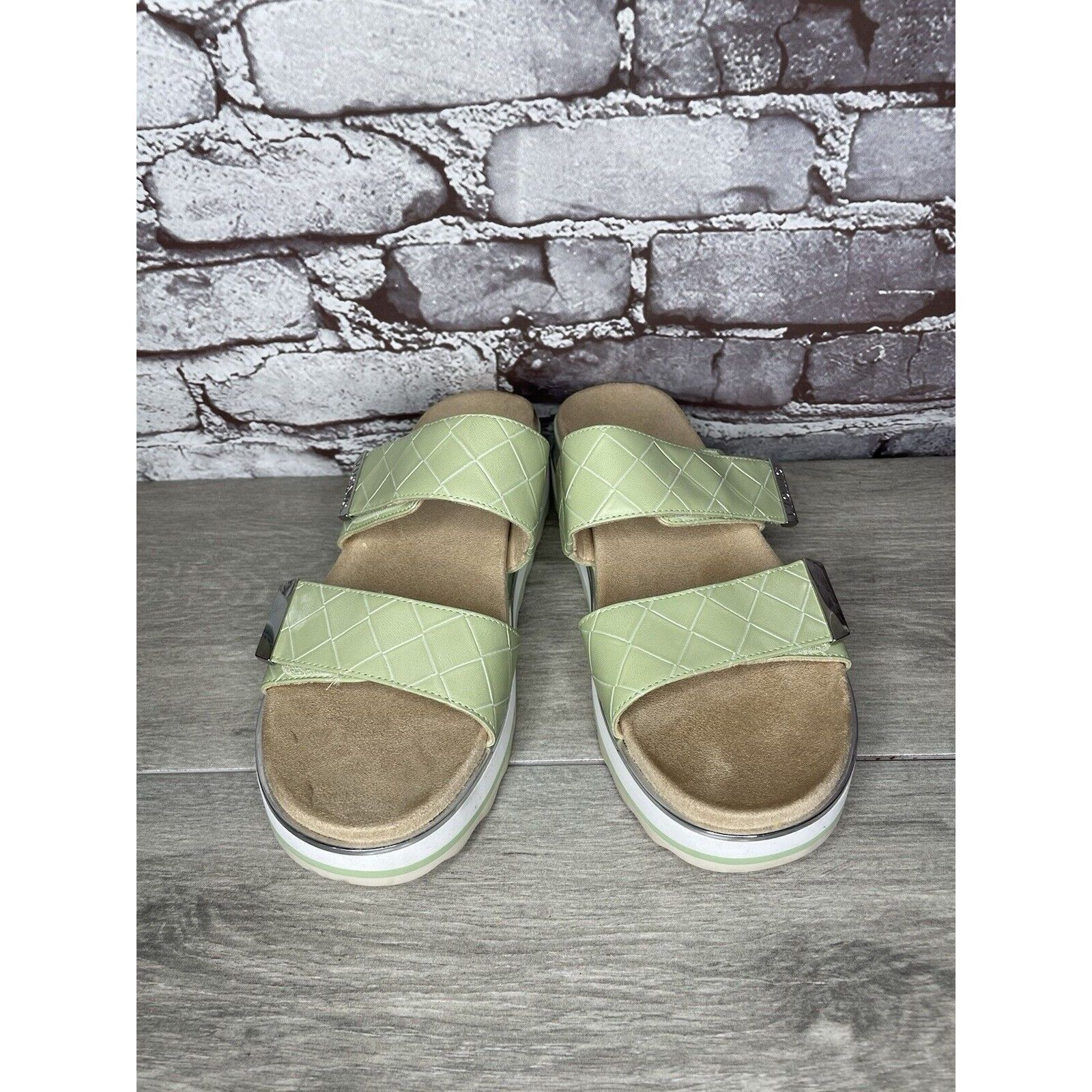 Other Vionic Brandie Mint Green Double Strap Slide Vegan Sandals W Size US 8 / IT 38 - 13 Thumbnail