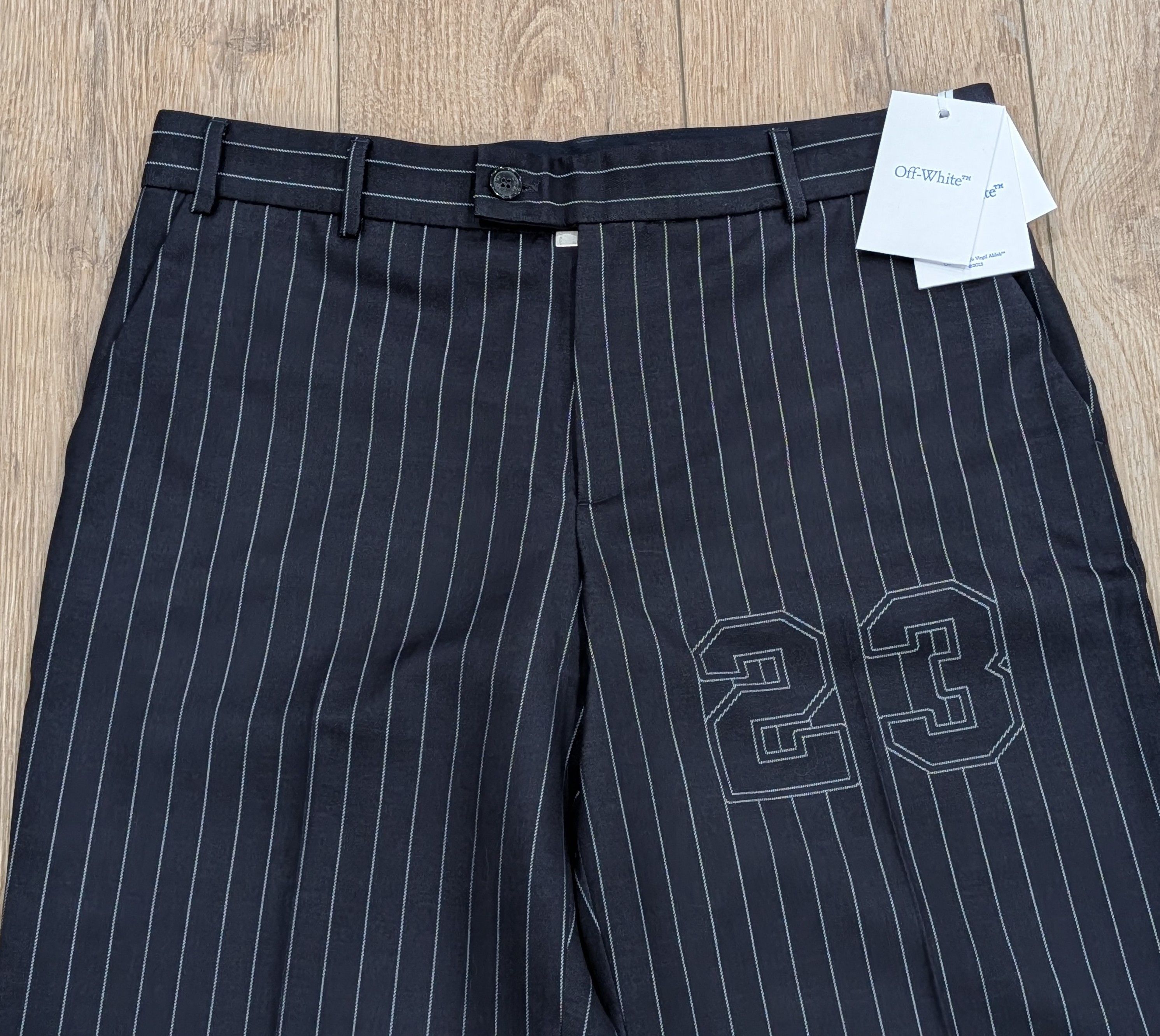 Off-White OFF-WHITE Buffalo Pinstripe Slim Wool Suit Pants 50 US 34 Size US 34 / EU 50 - 2 Thumbnail