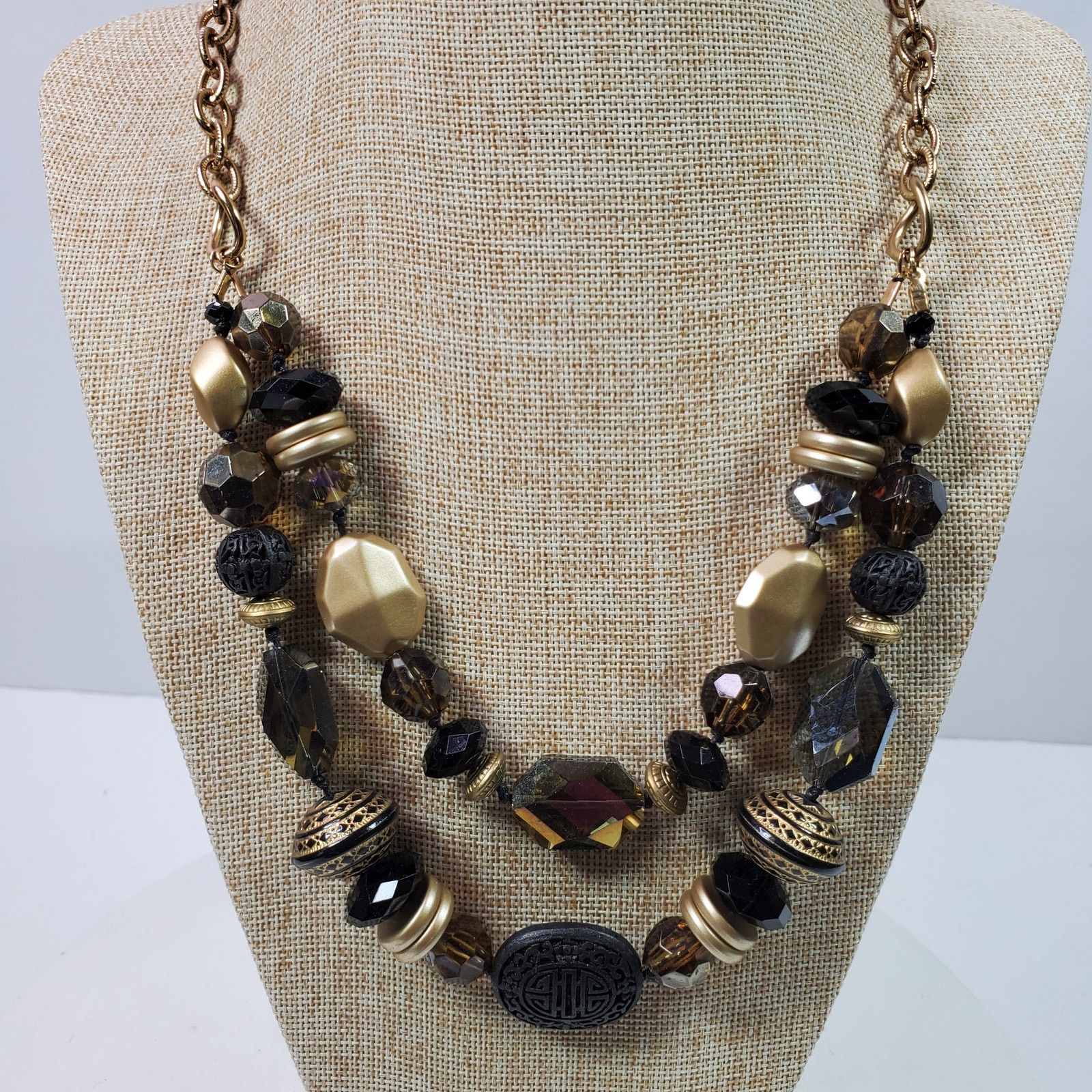 The Unbranded Brand Casual Career Black & Gold Tone Statement Necklace 22 Inch Size ONE SIZE - 1 Thumbnail