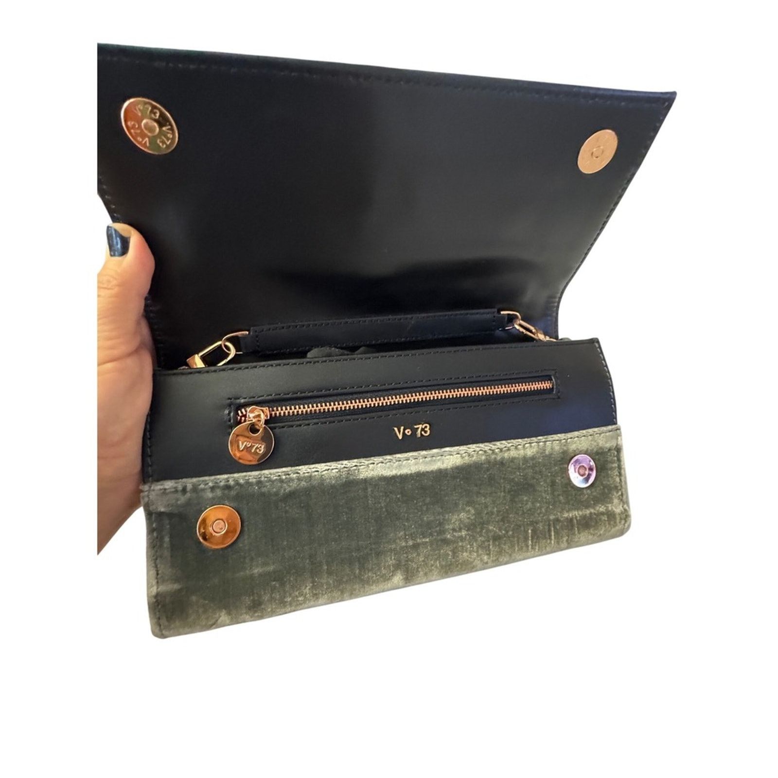 & Other Stories V73 Velvet Shoulder Bag Green Chain Strap Evening Clutch Size ONE SIZE - 2 Thumbnail