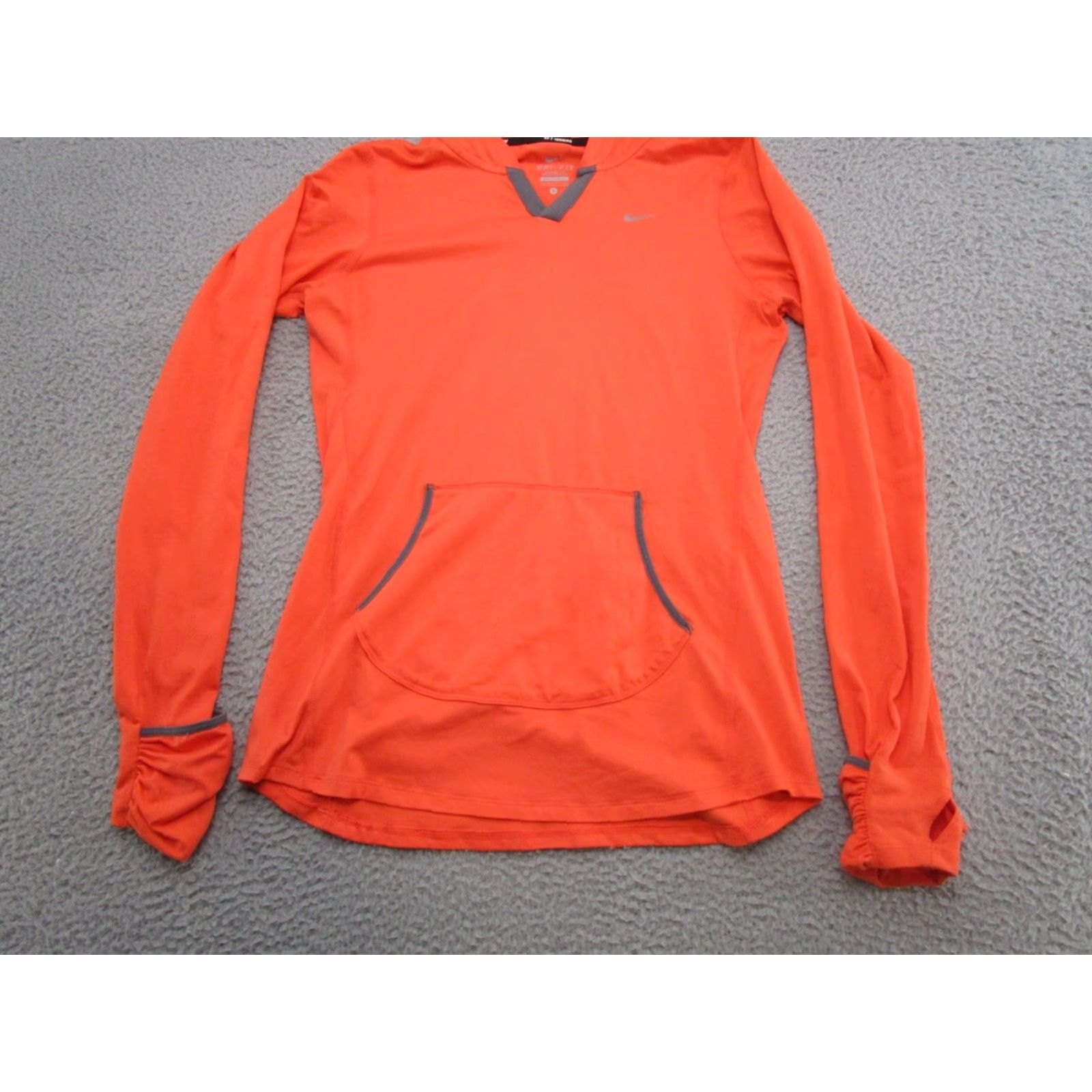 Nike Nike Dri-FIT Running V-Neck Orange Lightweight Hoodie Womens Size S Size S / US 4 / IT 40 - 3 Thumbnail