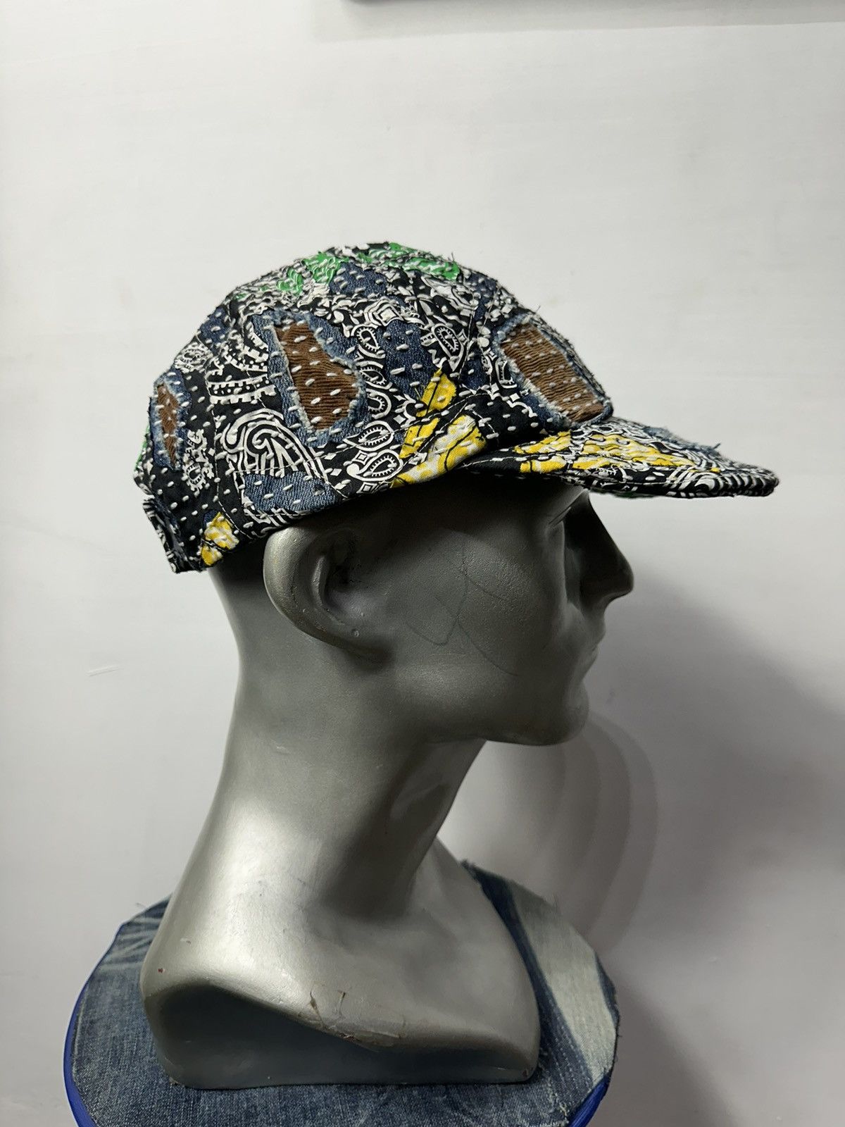 Art Comes First Custom Made Distressed Paisley Patchwork Boro hats Size ONE SIZE - 5 Thumbnail