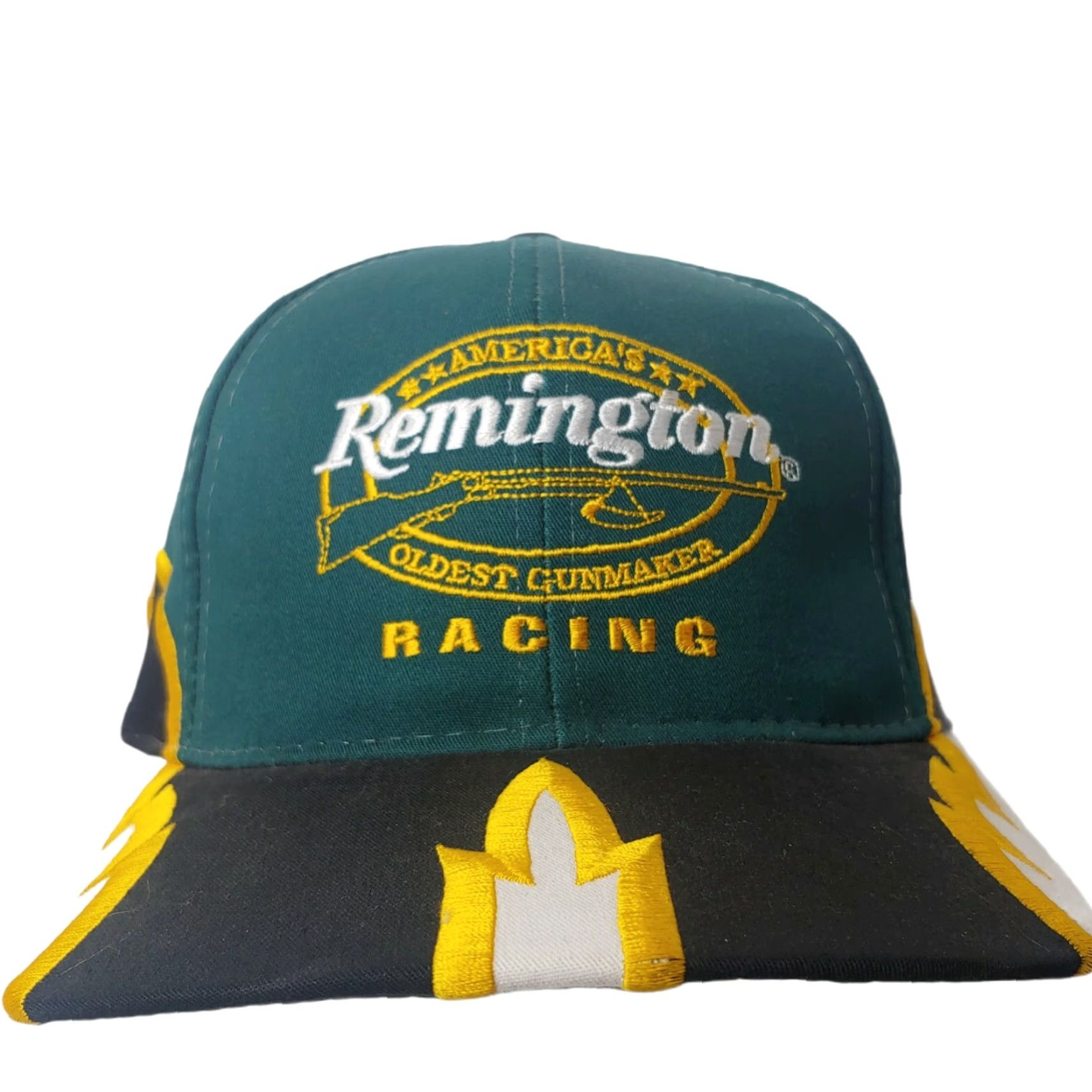 NASCAR NASCAR Remington Racing Shark Tooth Cap Hat Green Yellow Gun Maker Vintage #75 Size ONE SIZE - 4 Thumbnail