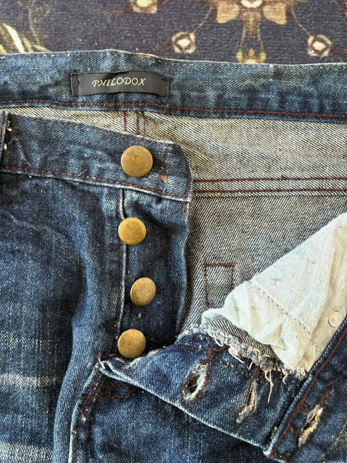 If Six Was Nine Vintage Japanese Brand Heavy Distress Bootcut Jeans Size 33" - 5 Thumbnail