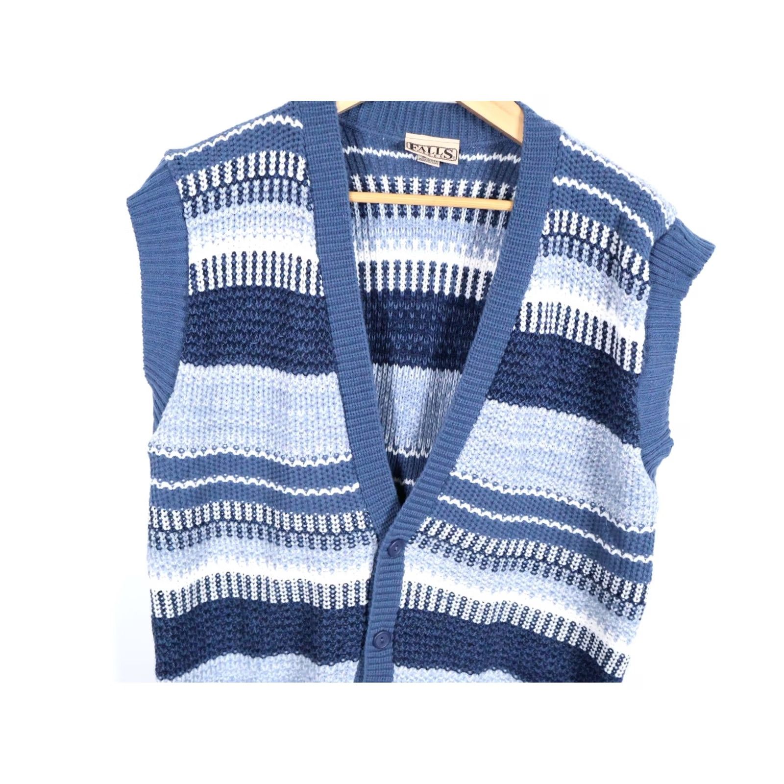 Vintage VINTAGE Falls Creek Sweater Vest Mens Large Blue Stripe Button Up Lightweight Acrylic Knit 90s Retro Casual Men Size US L / EU 52-54 / 3 - 7 Thumbnail