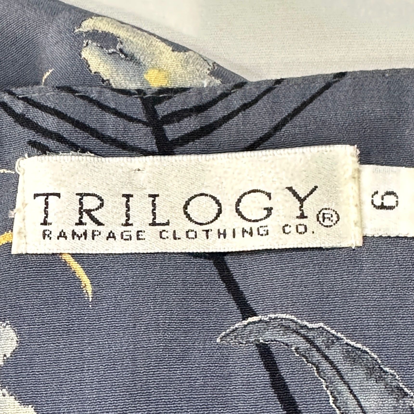 Vintage VINTAGE Trilogy Midi Dress Women 6 Gray Yellow Floral A-Line Sleeveless V-Neck Party Casual Business Seasonal Spring Summer Fall Winter Womens Size M / US 6-8 / IT 42-44 - 6 Thumbnail