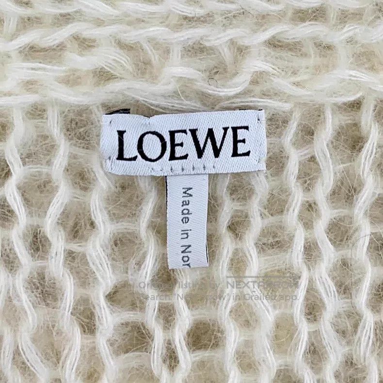 Loewe Loewe Beige Logo Mohair V-Neck Single-Breasted Long Sleeve Size XS / US 0-2 / IT 36-38 - 6 Thumbnail