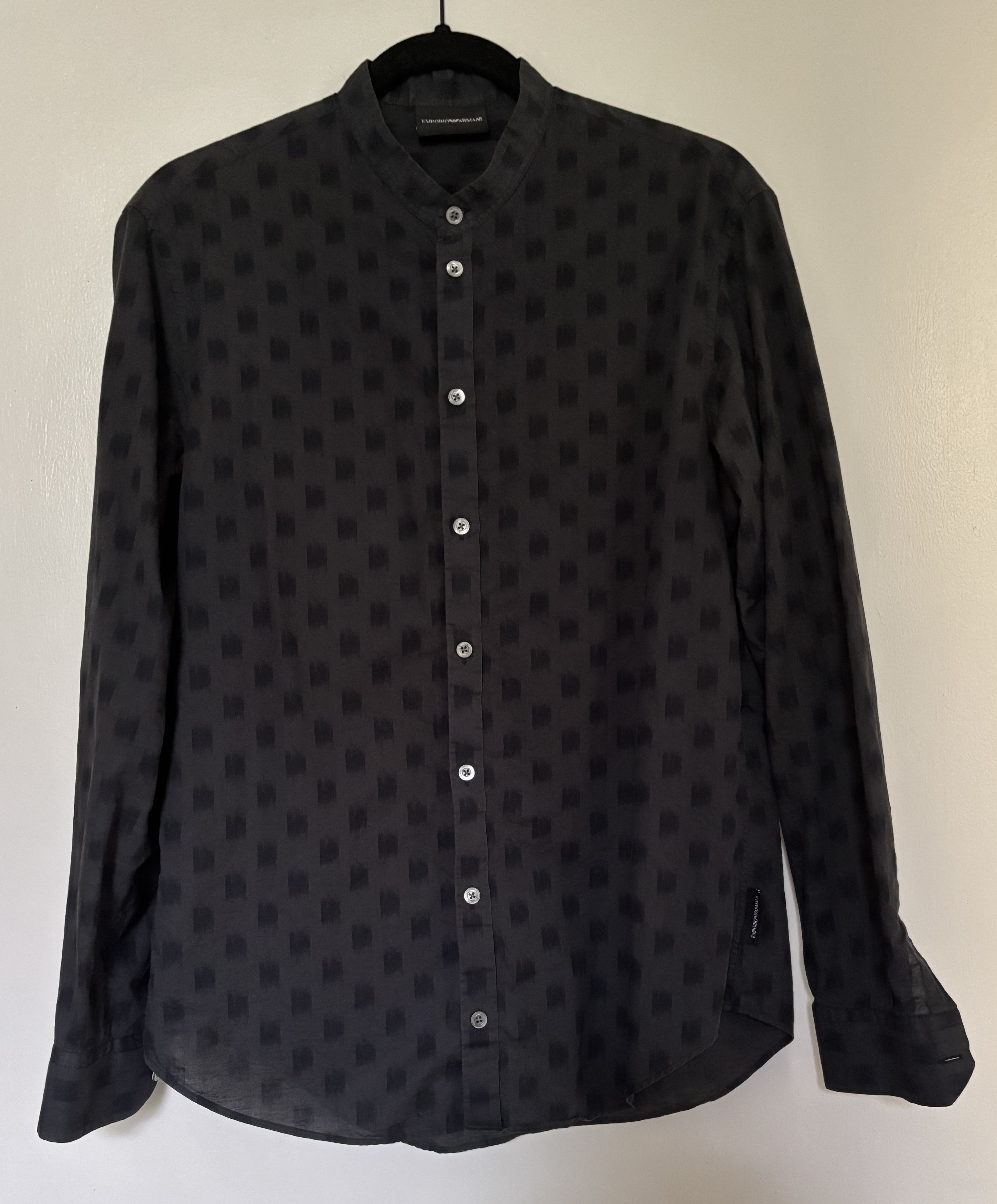 Emporio Armani Emporio Armani Green Ikat Mandarin Collar Shirt Size US S / EU 44-46 / 1 - 2 Thumbnail