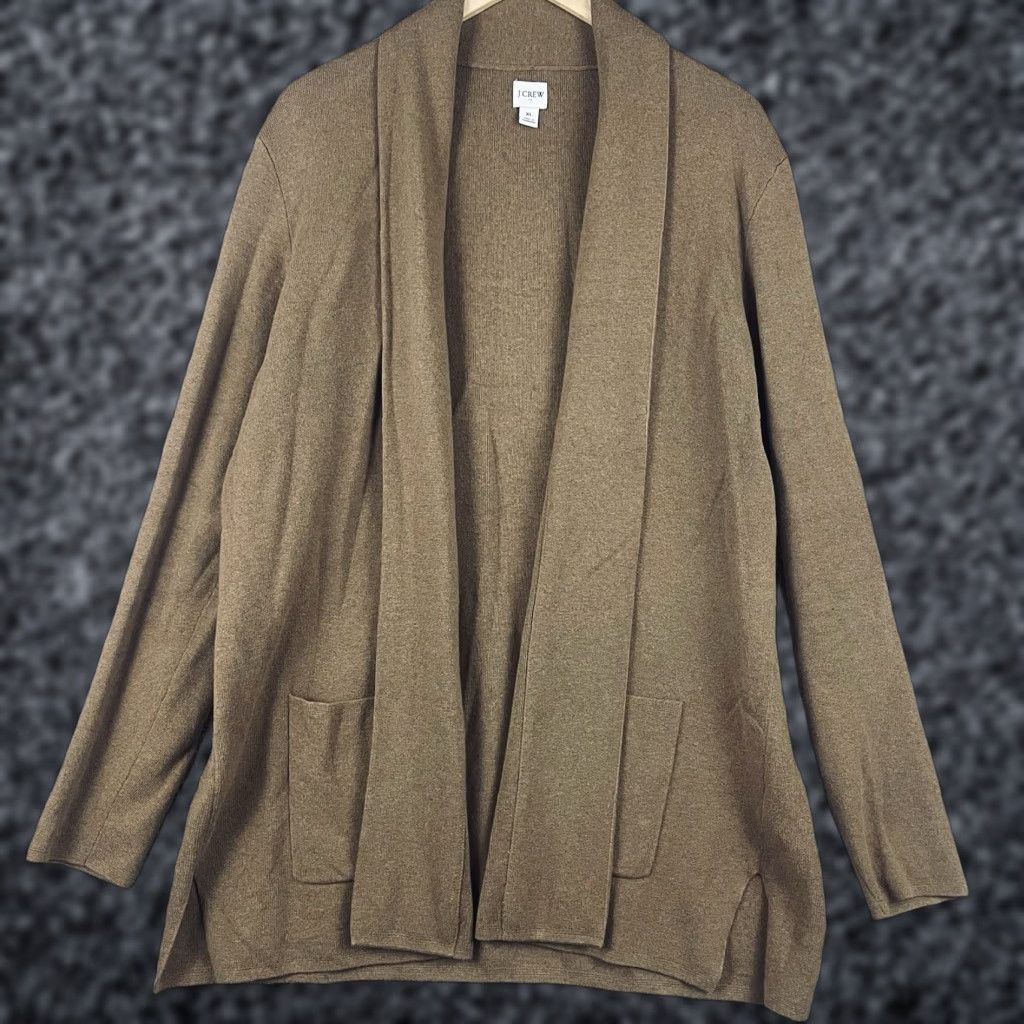 J.Crew J.CREW Cardigan Sweater Chelsea Open Front Brown XL Women Pockets Knit 100% Cotton Autumn Winter Spring Fall Relaxed Regular Size XL / US 12-14 / IT 48-50 - 1 Thumbnail