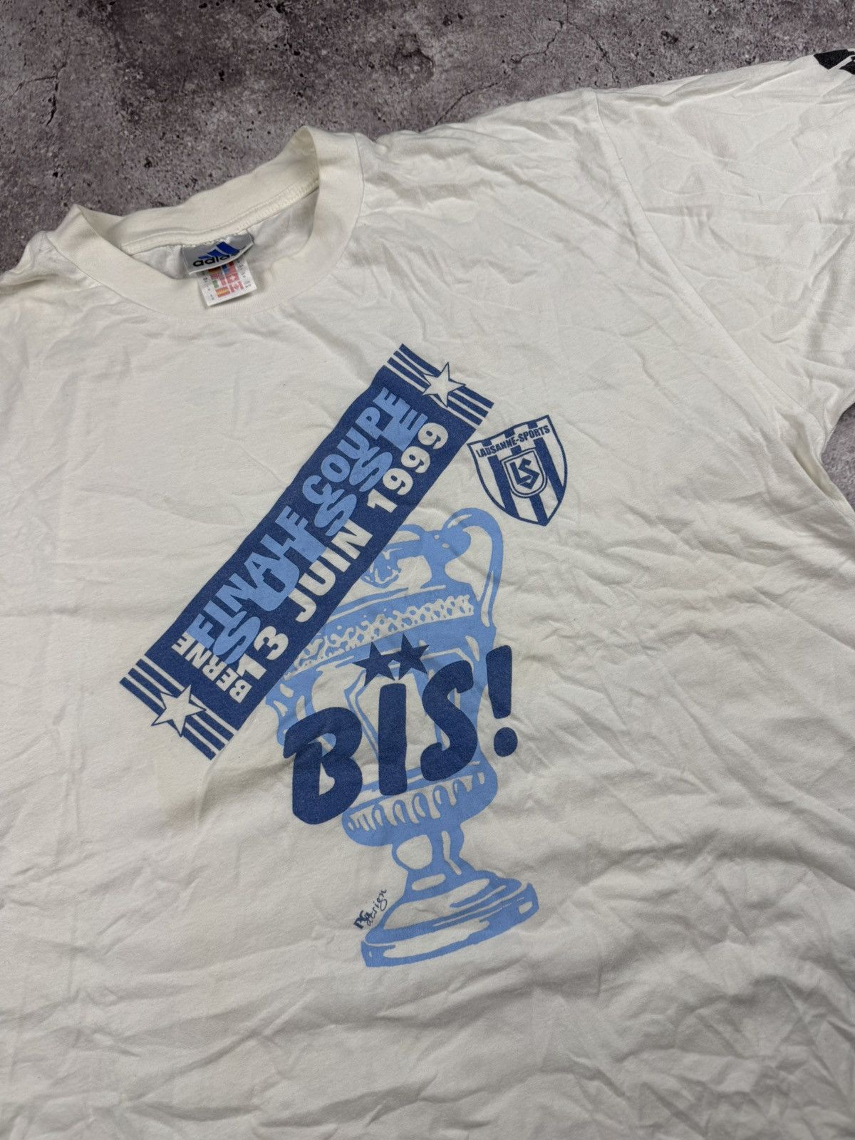Adidas 1998-1999 Adidas Lausanne Sport Final Coupe Suisse Soccer Size US L / EU 52-54 / 3 - 2 Thumbnail