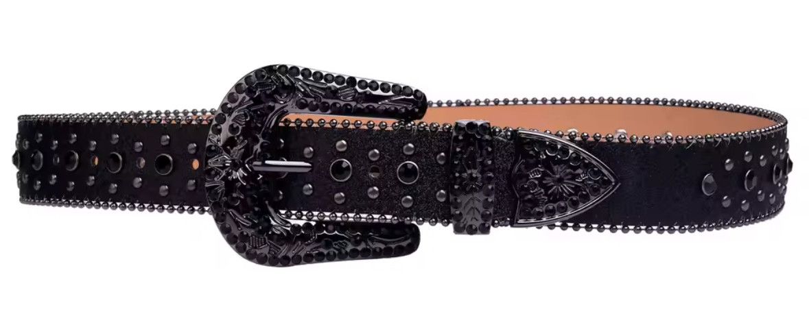 Japanese Brand Unisex Trendy Gothic Punk Cowboy Rhinestone Buckle Belt Size 38 - 4 Thumbnail