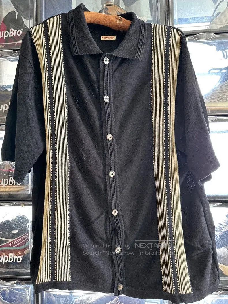 Kapital KAPITAL Cotton Knit Vintage Polo Shirt Size US L / EU 52-54 / 3 - 1 Thumbnail