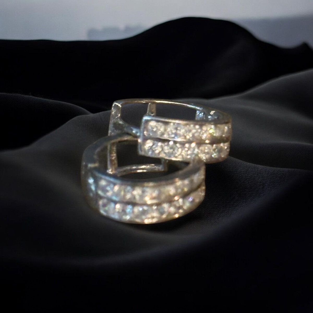 Other 14K white gold cubic zirconia mini hoop earrings Size ONE SIZE - 2 Thumbnail