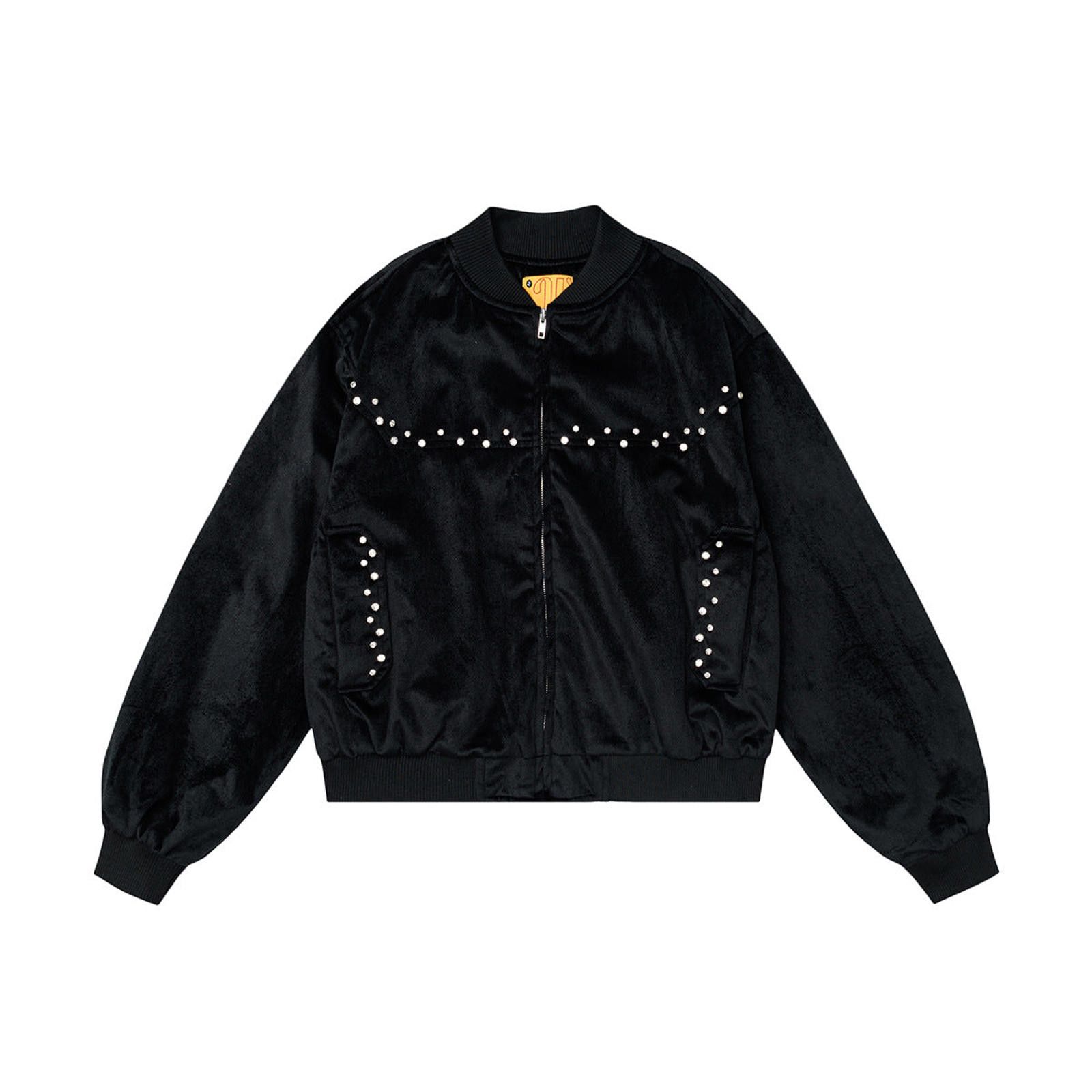 Japanese Brand Velvet Bomber Jacket with Studded Detail Size US M / EU 48-50 / 2 - 1 Thumbnail